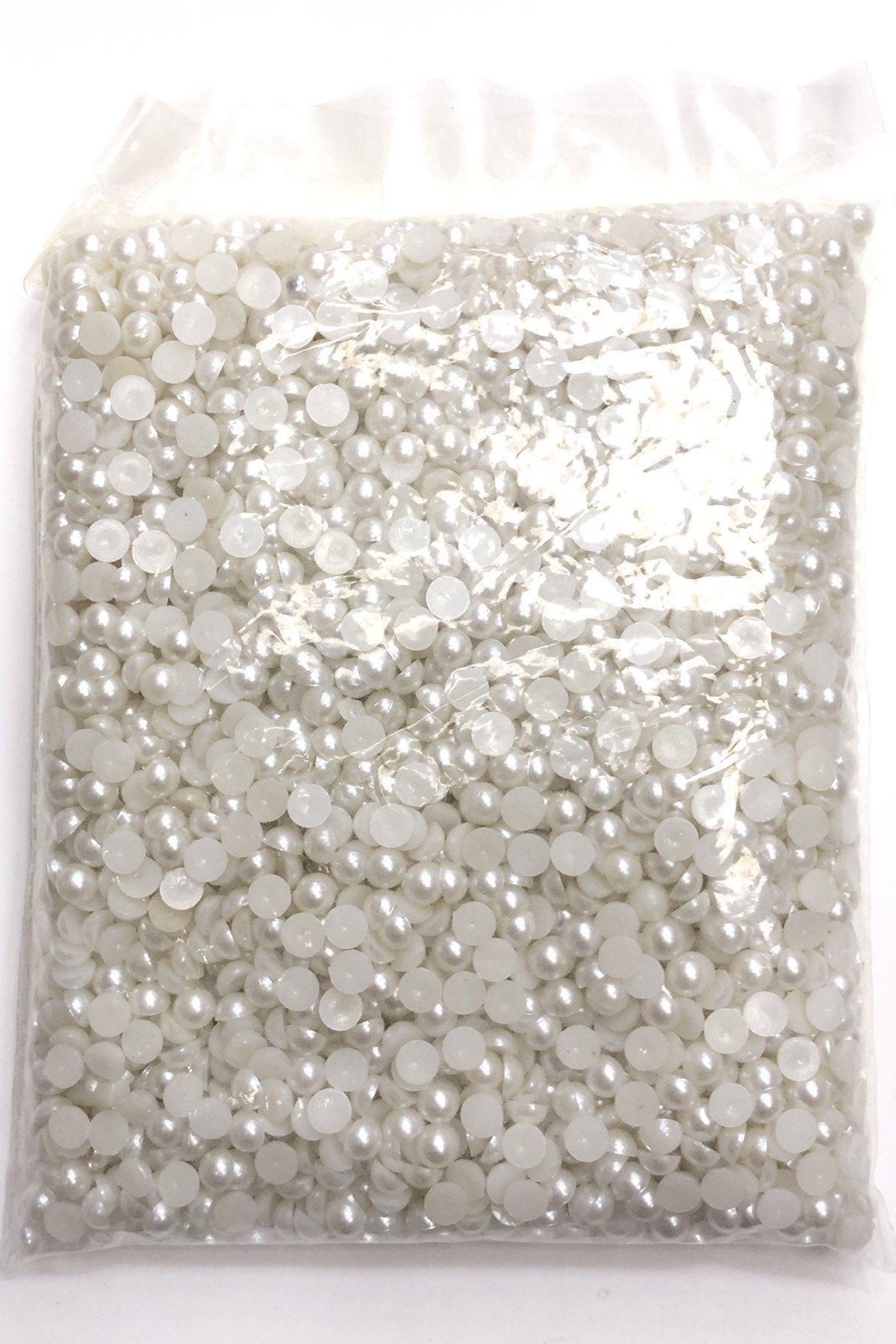 Beyaz Yarım Plastik İnci Boncuk 8 mm