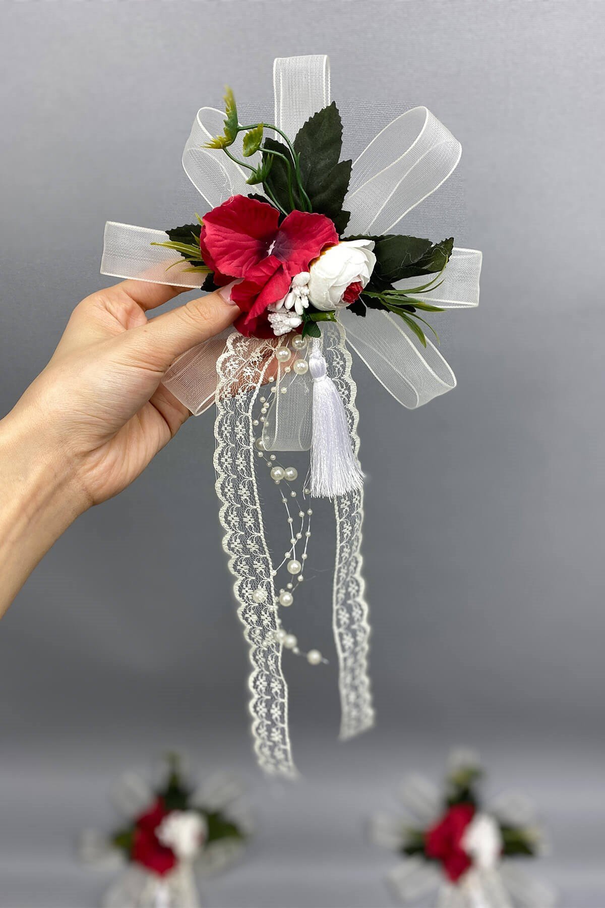 Bohça Bavul ve Konvoy Araba Süsü 3 Adet Kırmızı