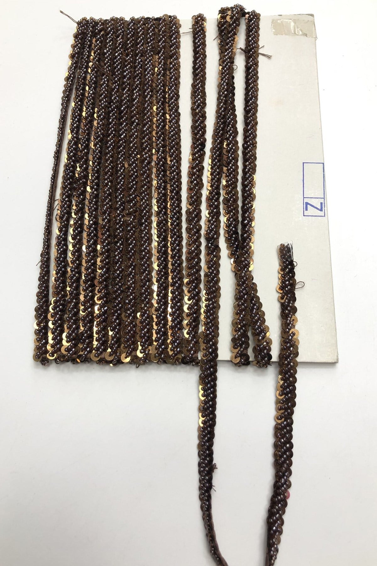 Blackish Dark Brown Bead Embroidered Ribbon 1 cm