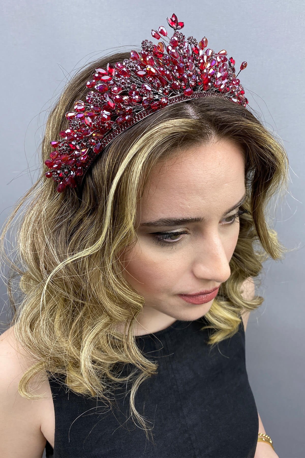 Burgundy Akbahar Bride and Henna Crown