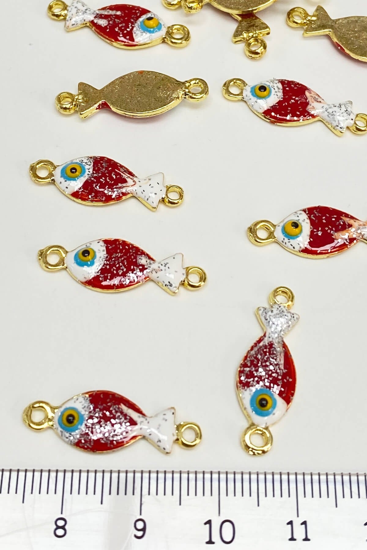 Claret Red Fish Shape Evil Eye Bead Pendant 1 Piece