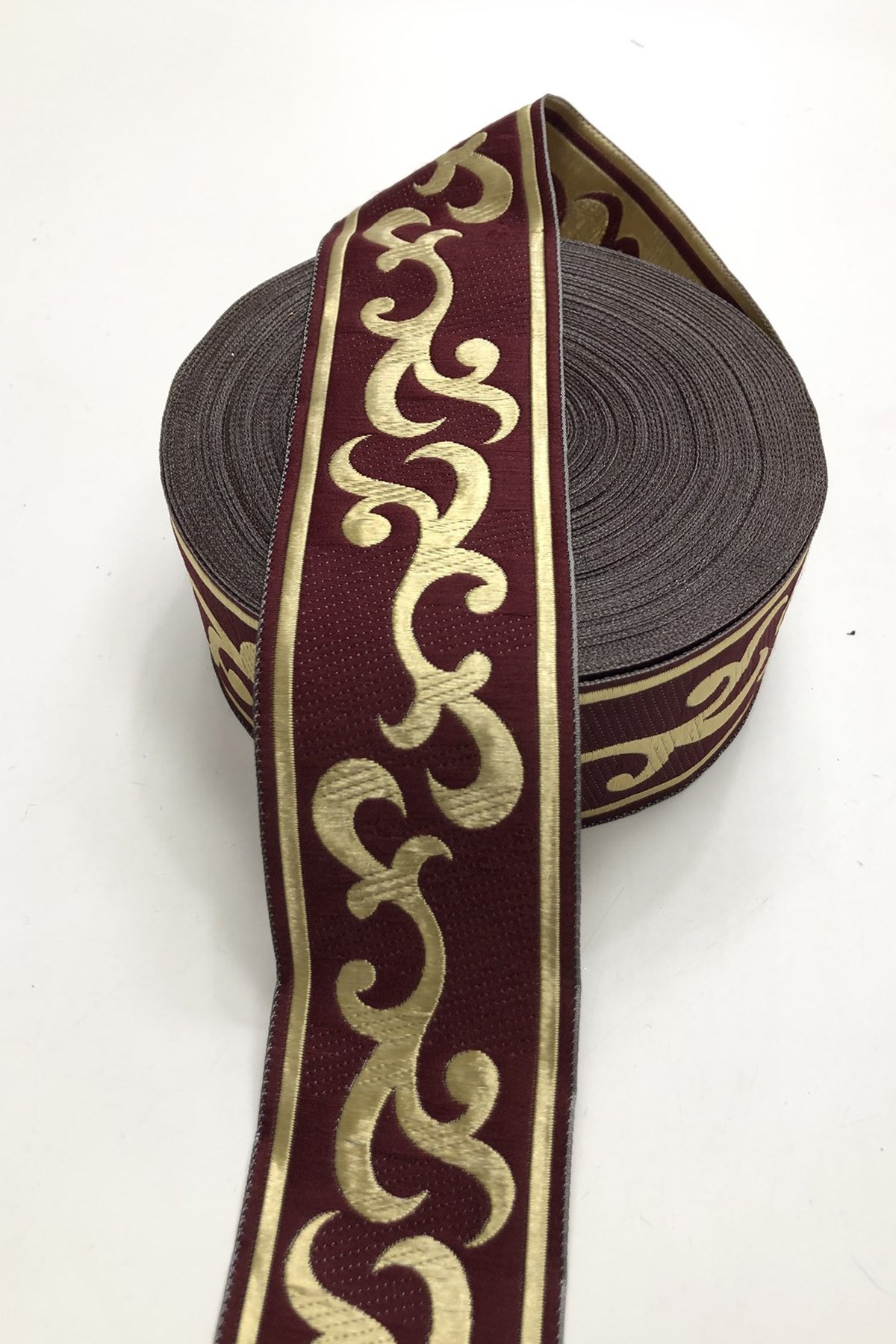 Claret Red Printed 4.5 cm Ribbon