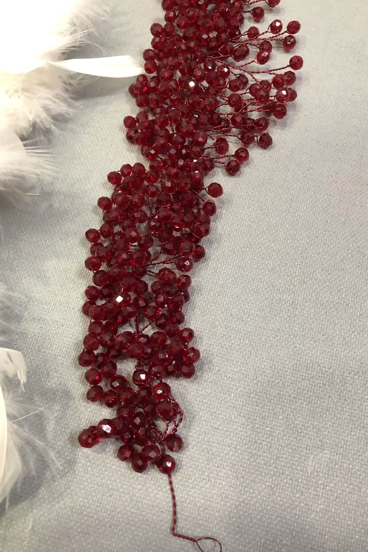 Bordo Belen Kristal Saç ve Türban Aksesuarı
