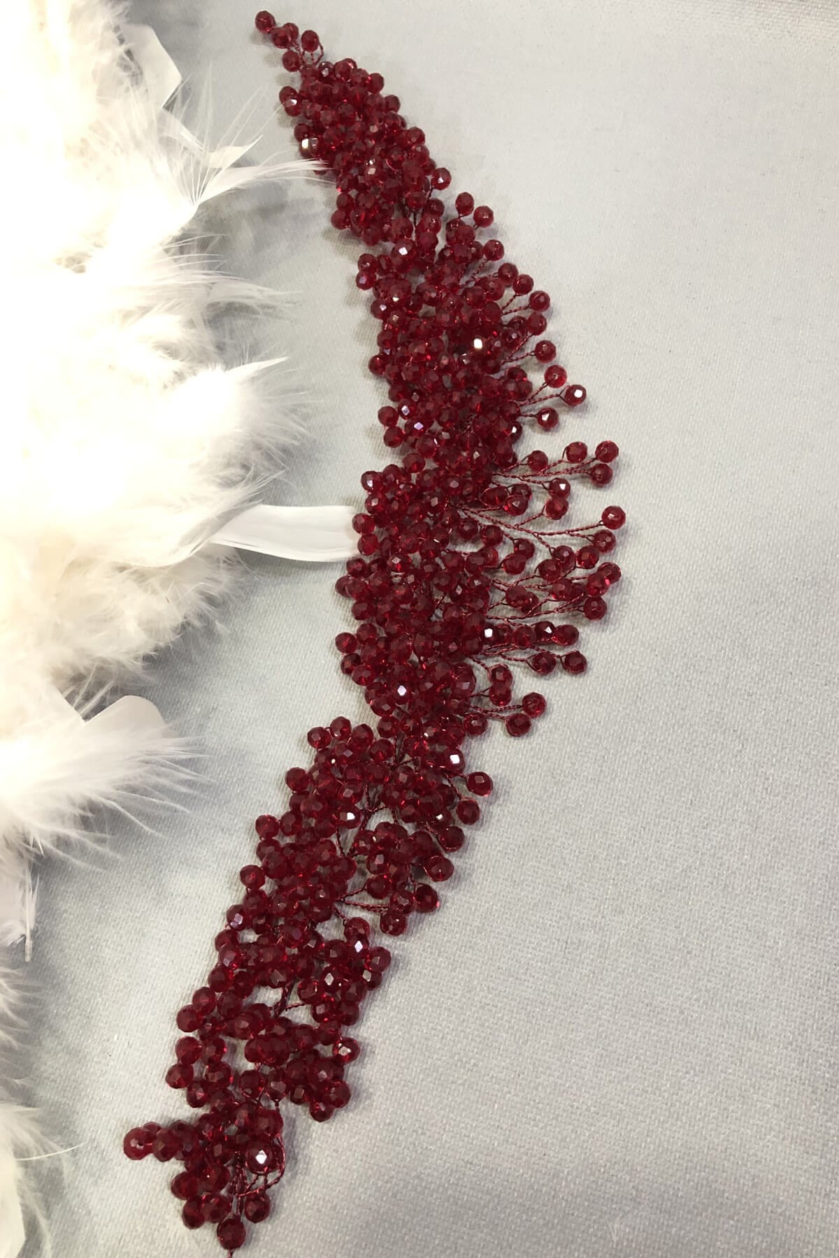 Bordo Belen Kristal Saç ve Türban Aksesuarı