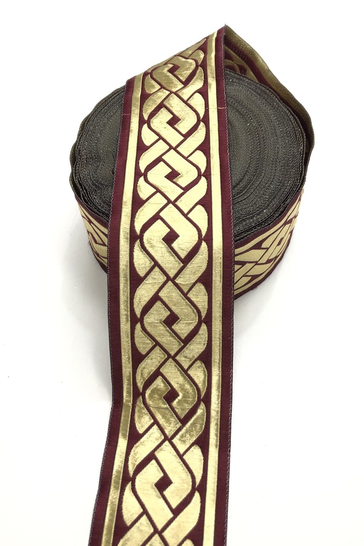Claret Red Patterned Printed Ribbon 4.5 cm