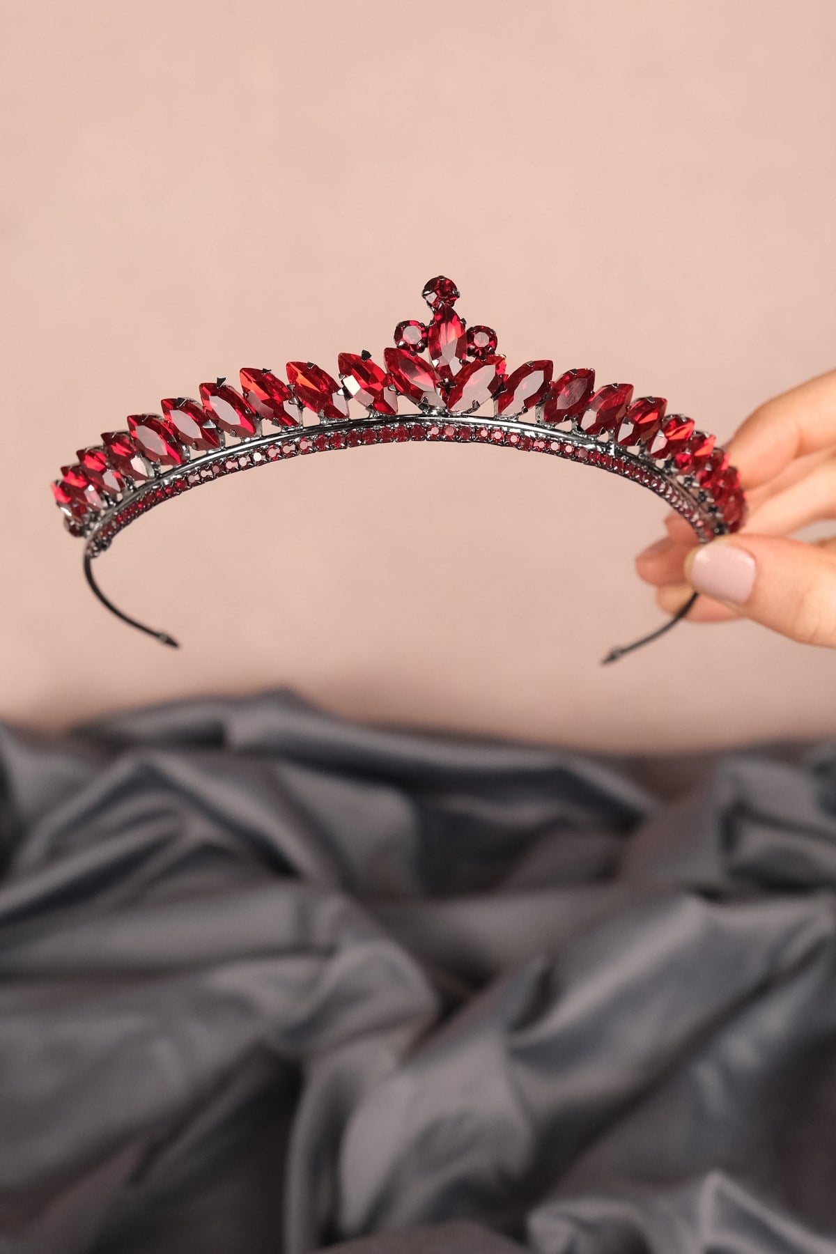 Claret Red Ece Model Slim Bridal Henna Crown