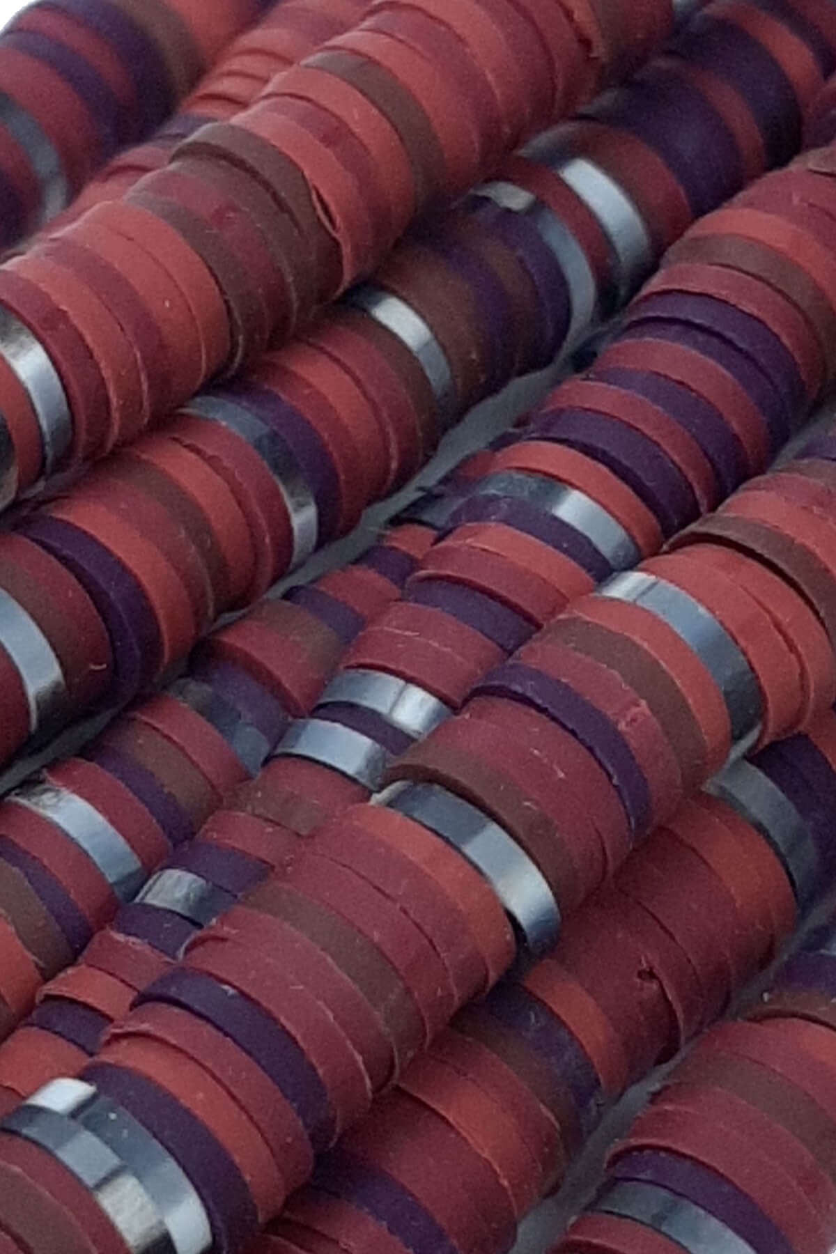 Bordo Lacivertli Fimo Hamur Boncuk 6 mm