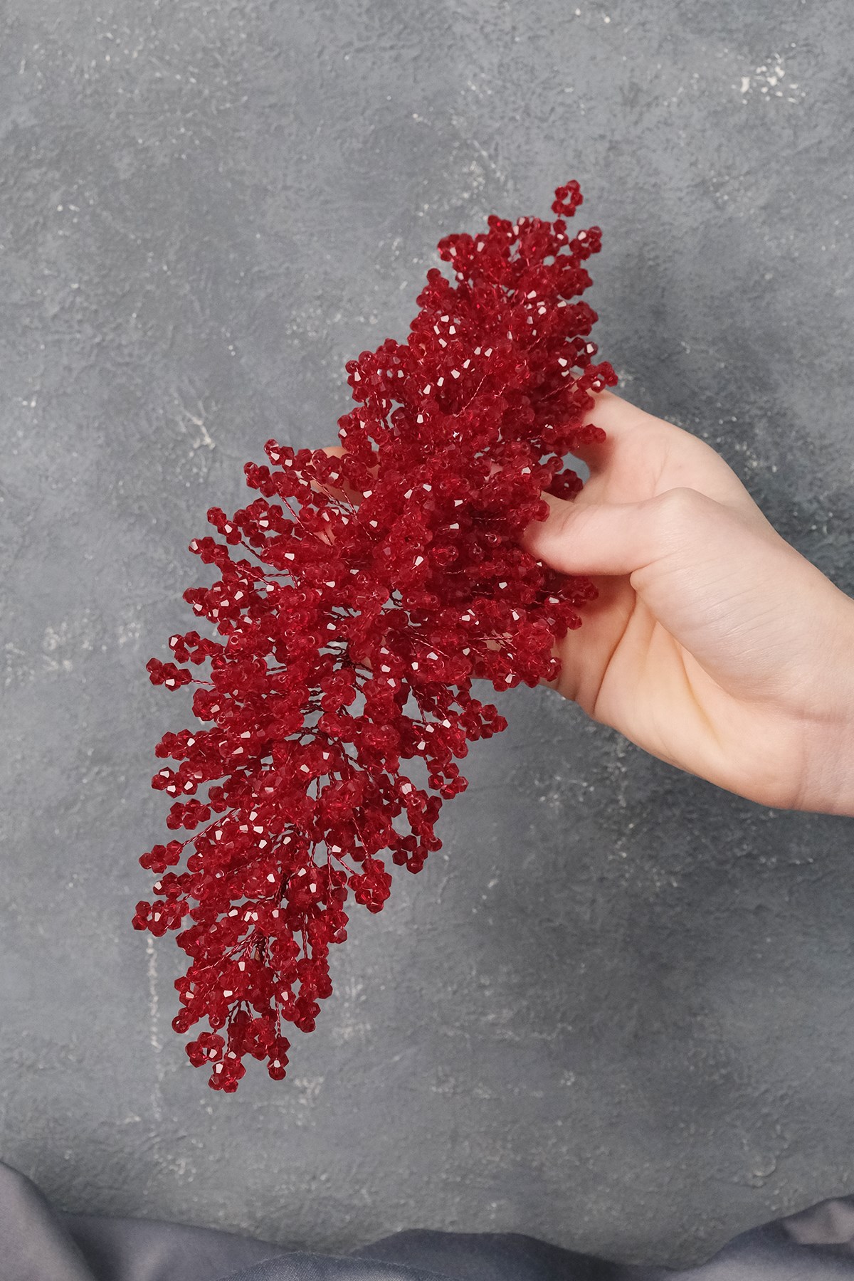 Claret Red Nilsu Beaded Bridal Crown Hair and Turban Accessory