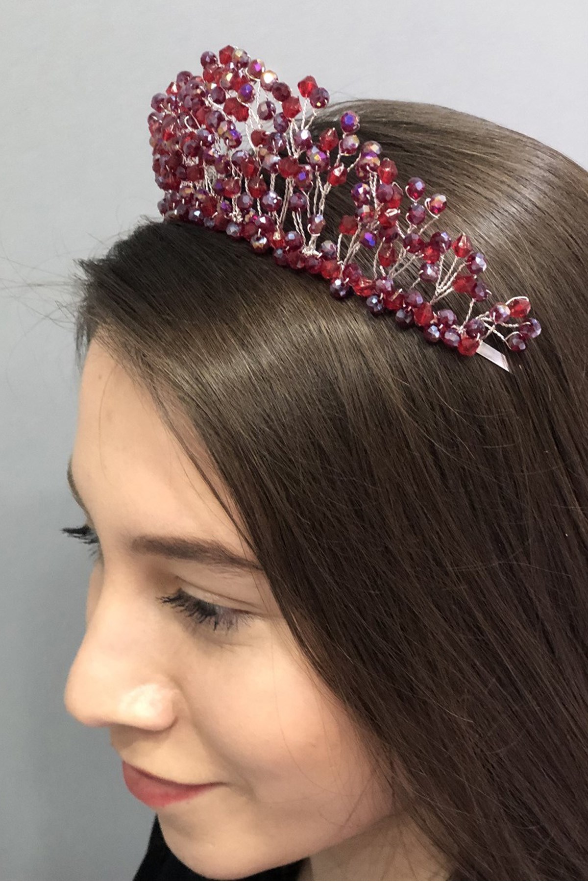 Bordo Prenses Model Gelin Tacı