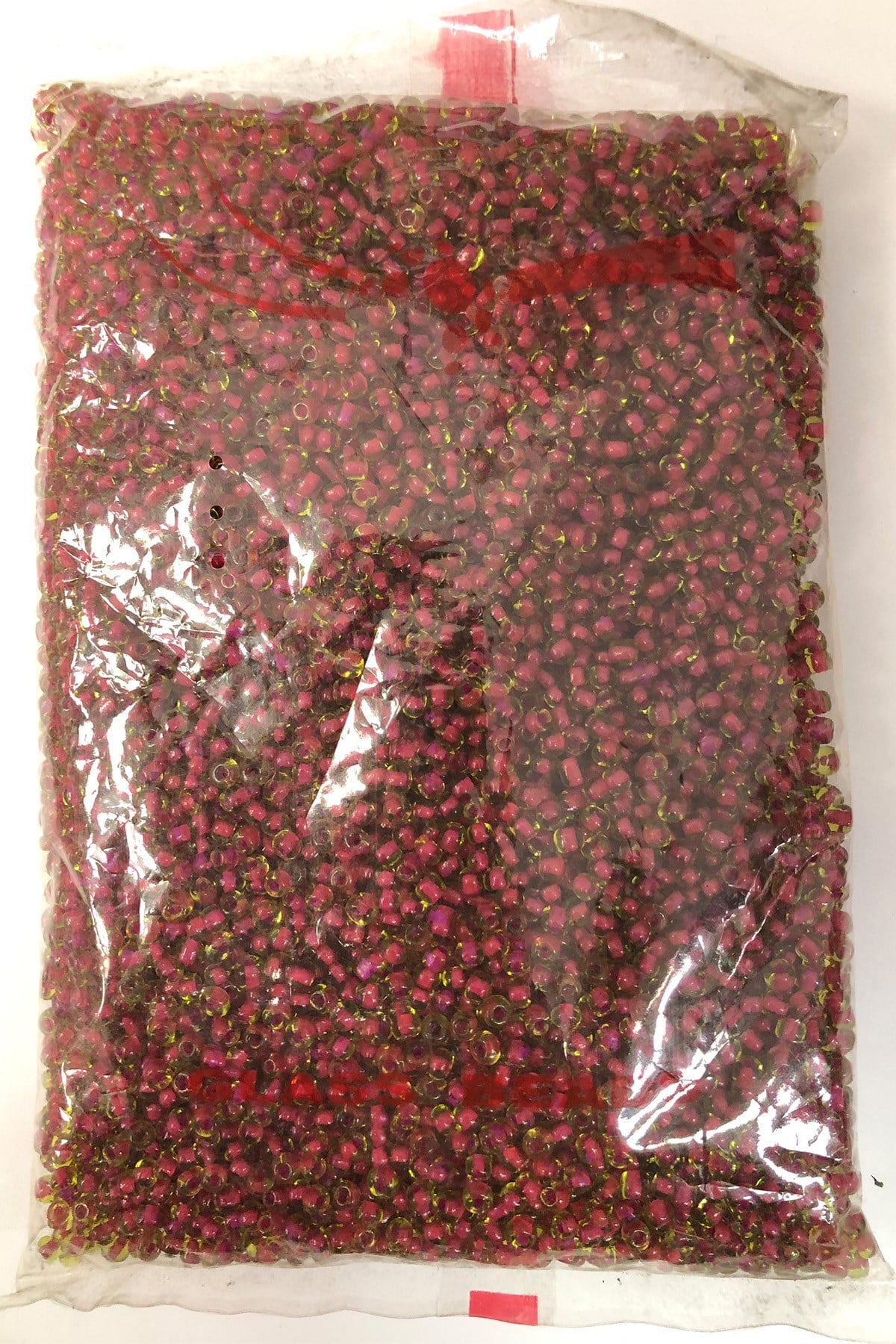 Bordo Sarı Kum Boncuk 4 mm 500 gr