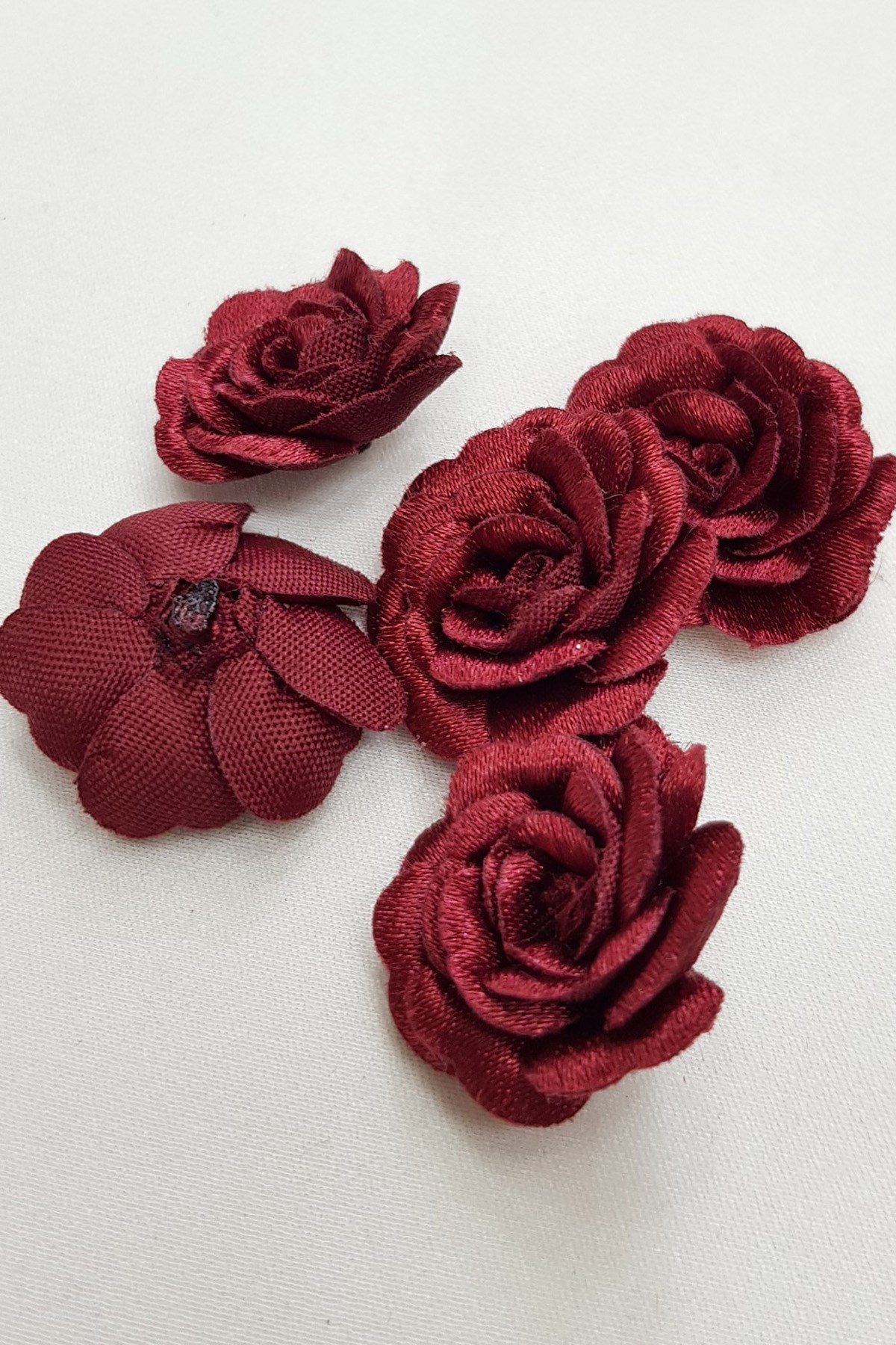 Claret Red Satin Layered Rose 10 Pcs