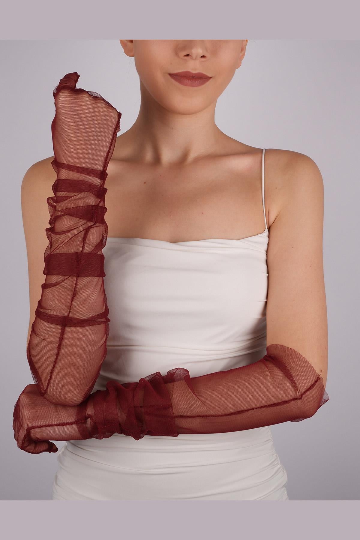 Burgundy Long Stylish Bridal Gloves Tulle Gloves Wedding/Wedding/Party/Costume Gloves