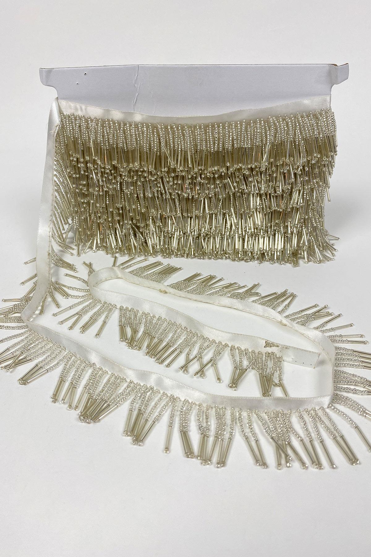 Boru Ve Kum Boncuk İşlemeli Saçak Şerit