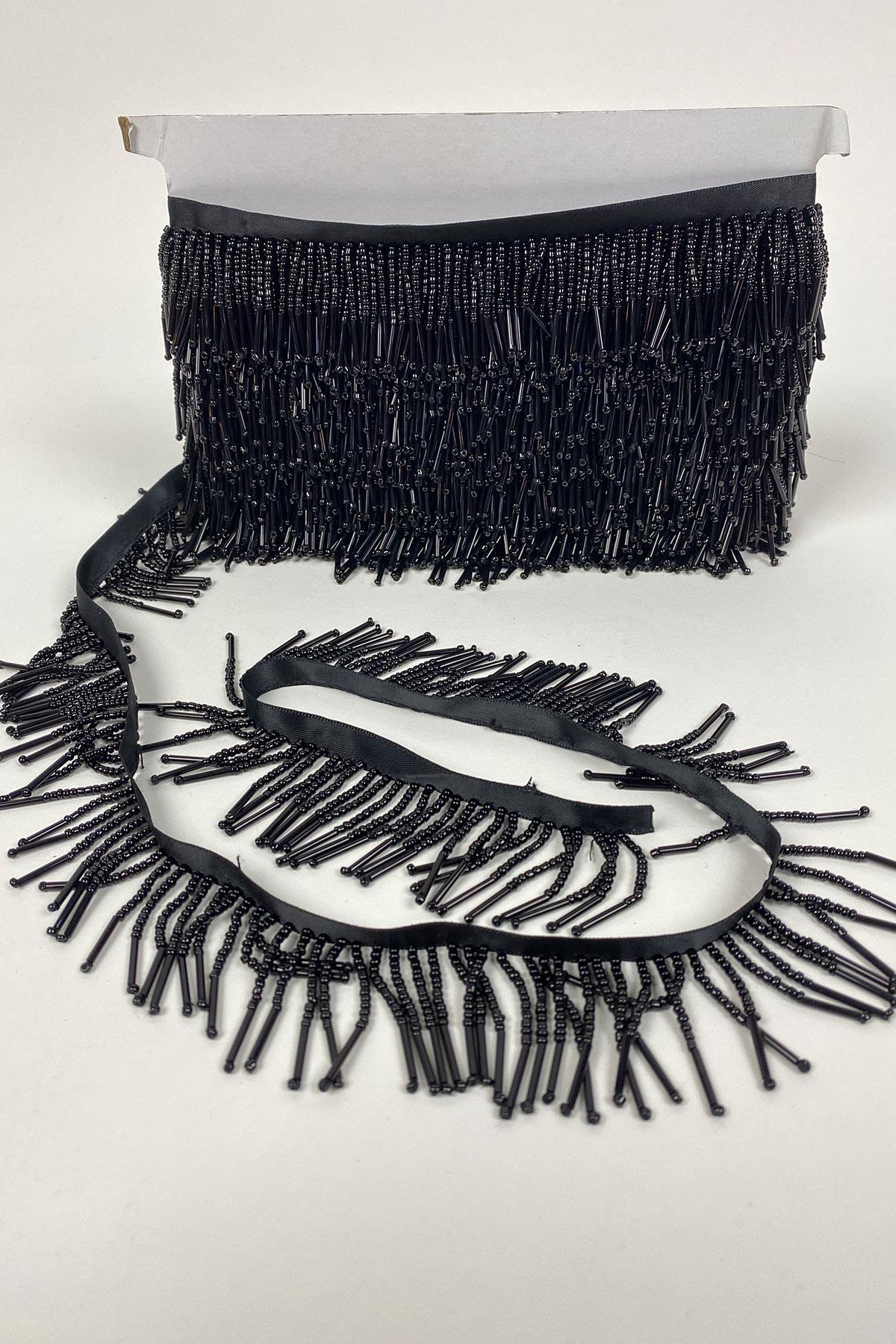 Boru Ve Kum Boncuk İşlemeli Saçak Şerit