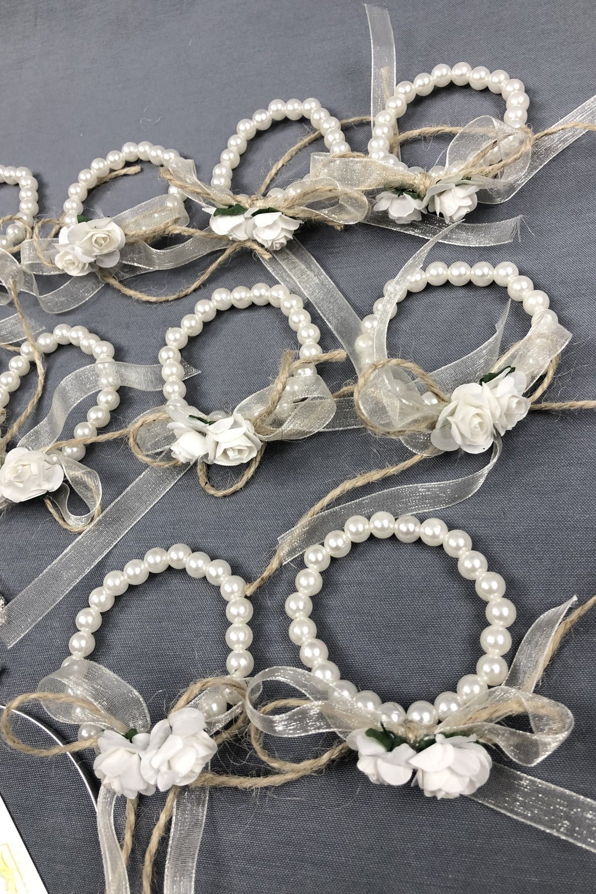 Bride Crown and Straw Flower Bridesmaid Bracelet Set