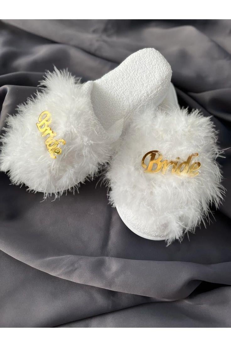 Bride Tüylü Terlik Gold