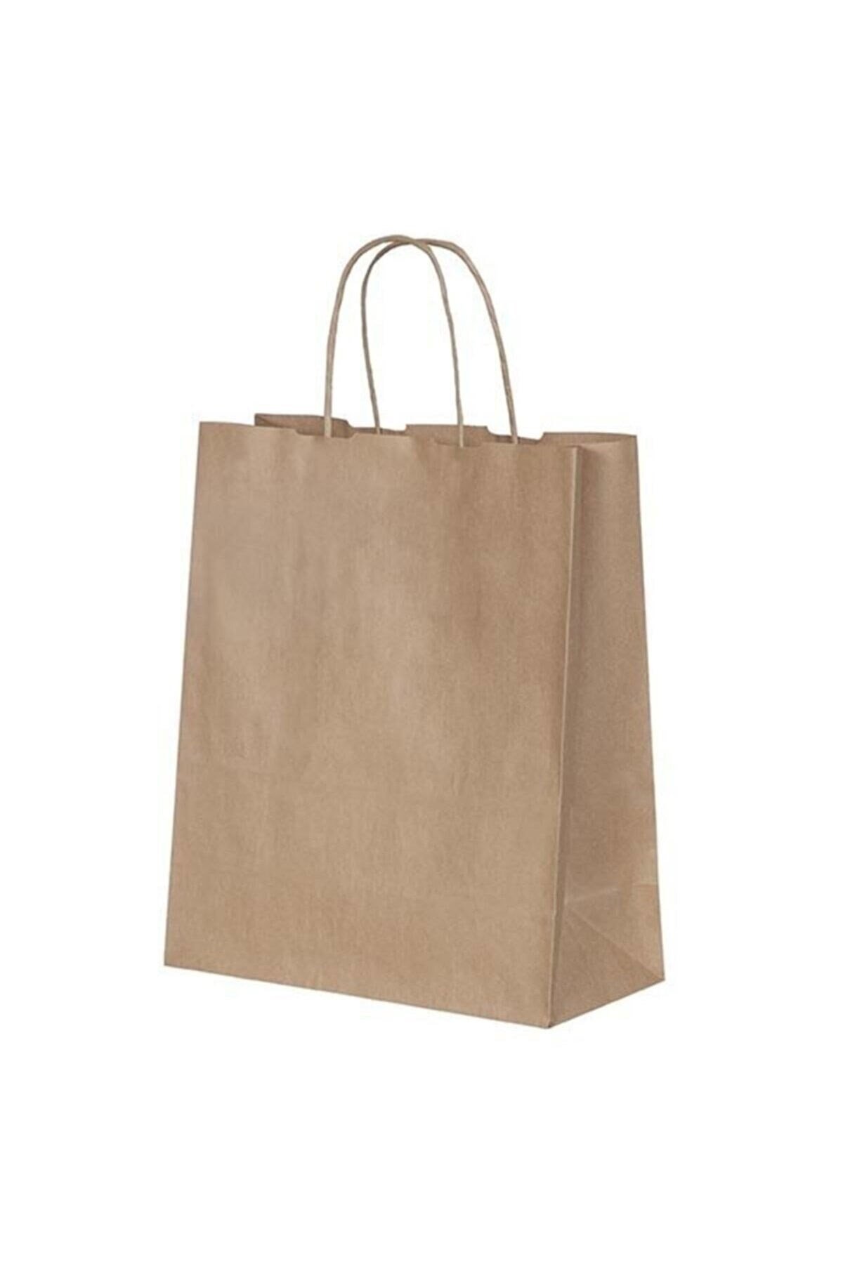 Burgu Saplı Karton Çanta 25 Adet Kullanat Kraft