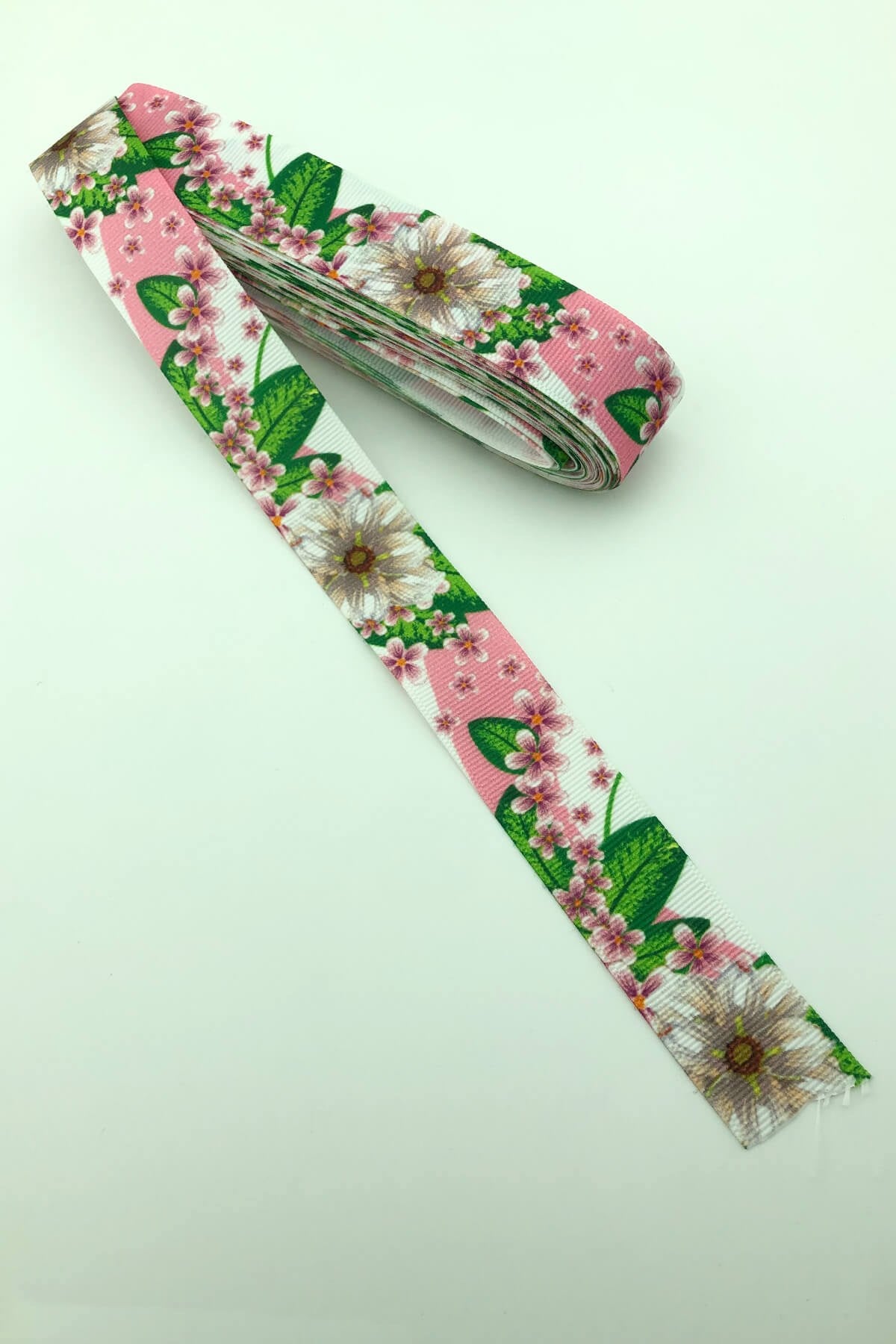 Large Floral Printed Grosgrain Ribbon 10 Mt