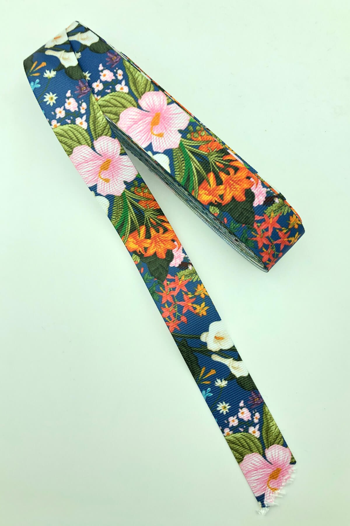 Large Pink Floral Printed Grosgrain Ribbon 10 Mt