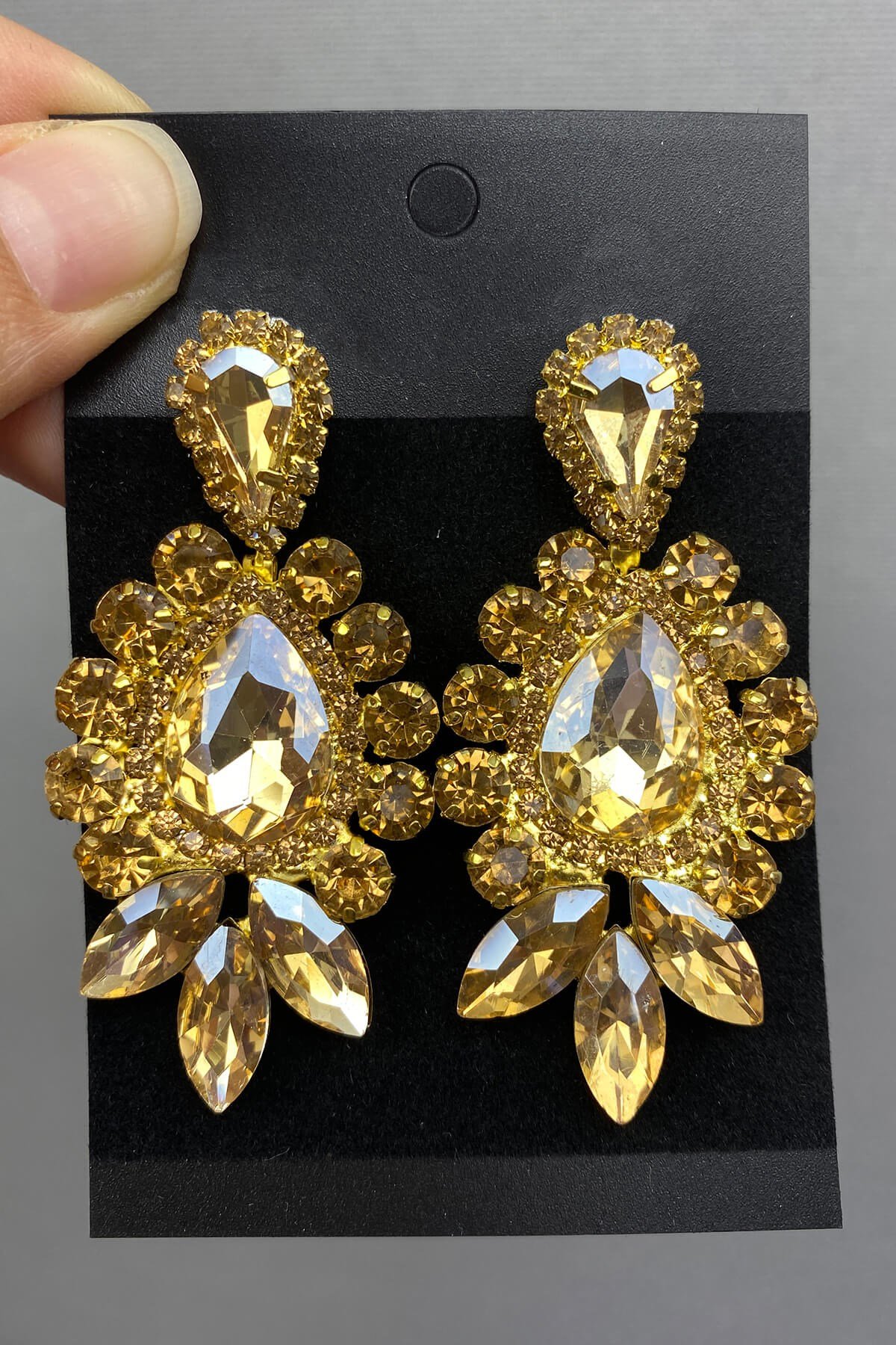 Glass Drop and Shuttle Stone Earrings