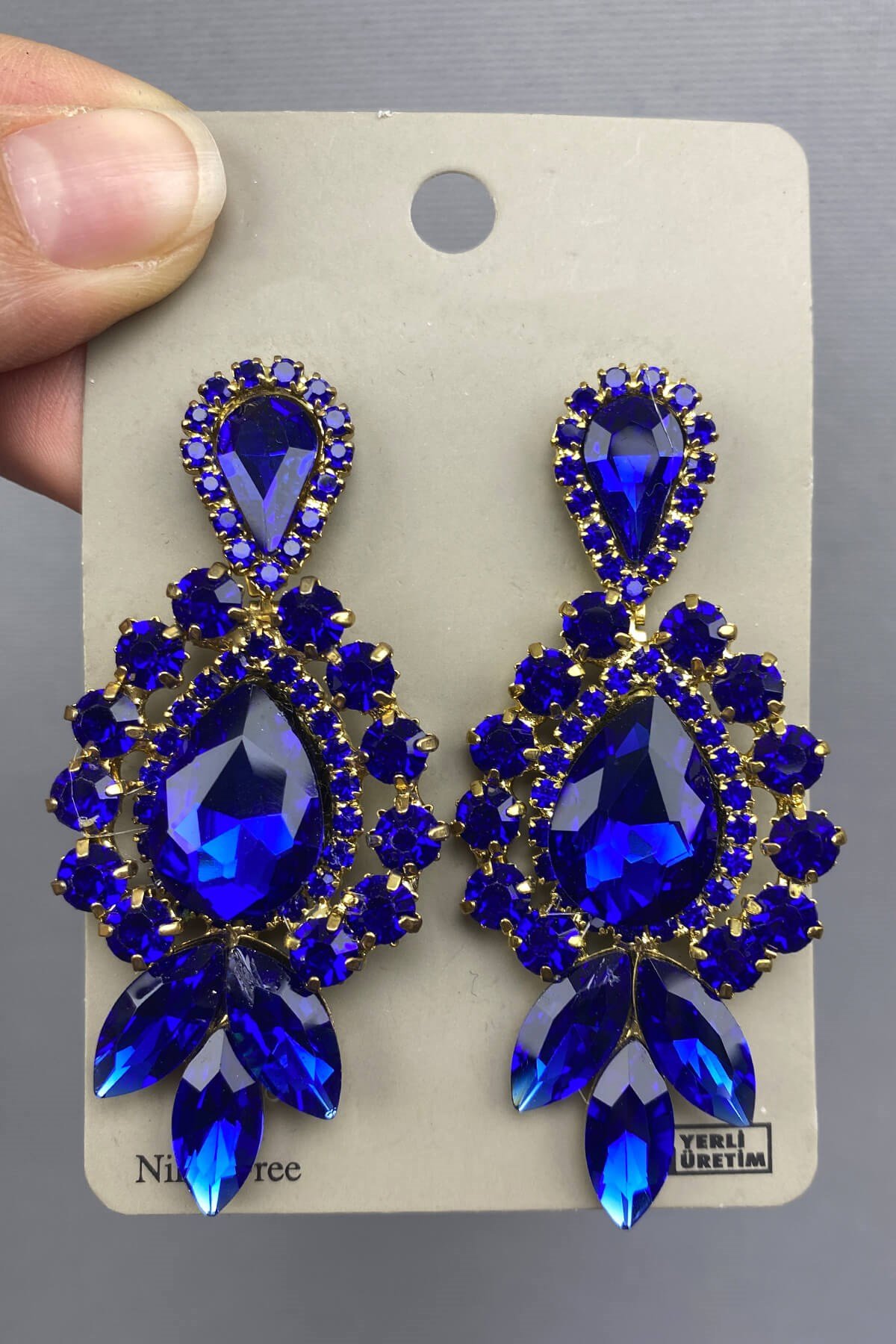 Glass Drop and Shuttle Stone Earrings