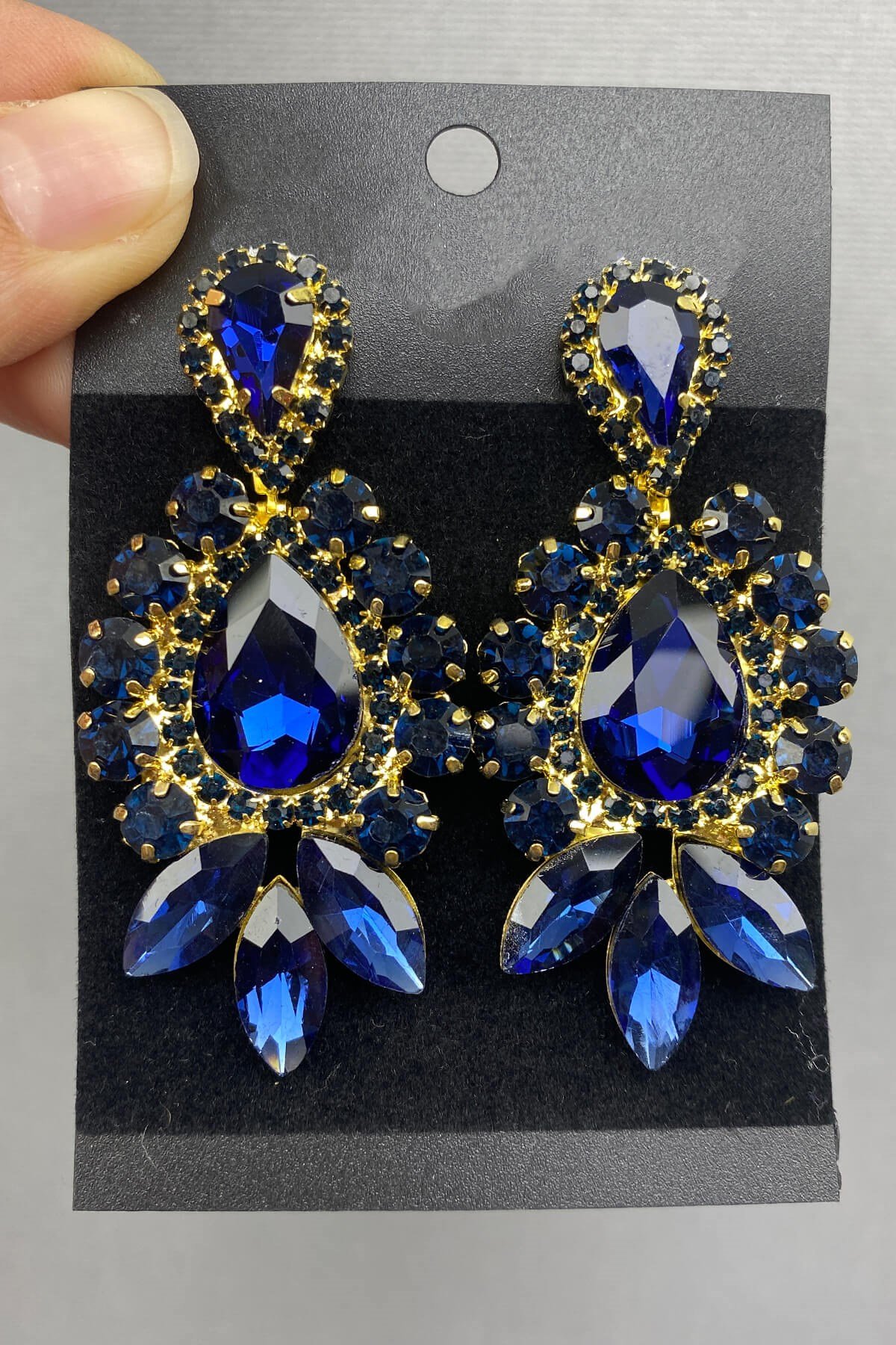 Glass Drop and Shuttle Stone Earrings