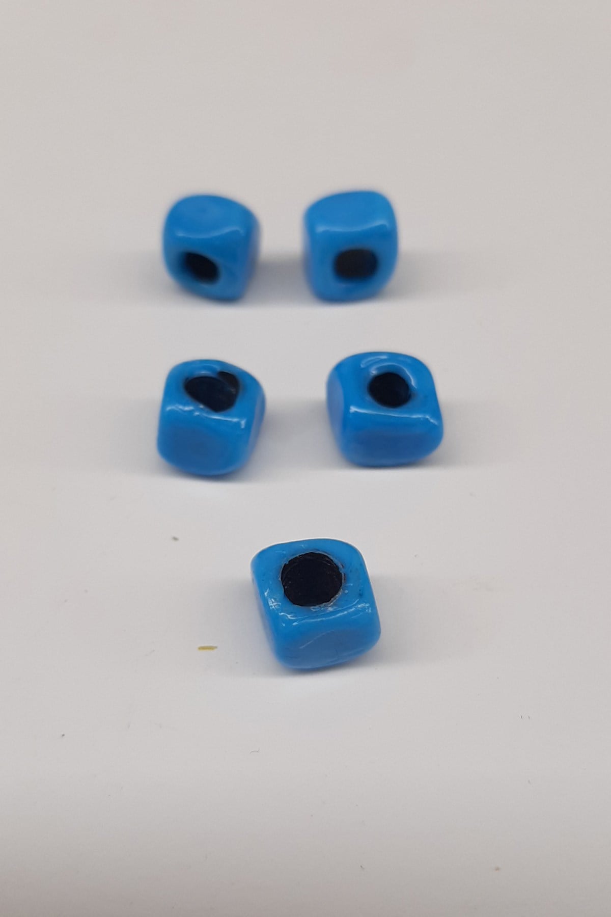 Glass Square Cube Blue Beads