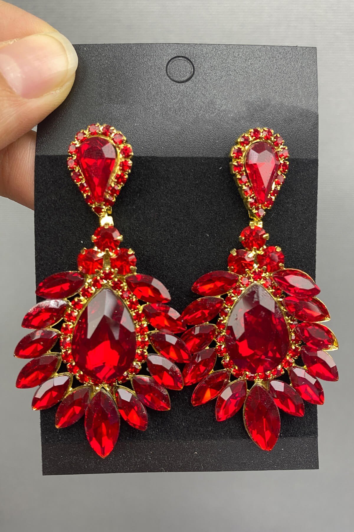 Glass Stone Studded Drop Earrings