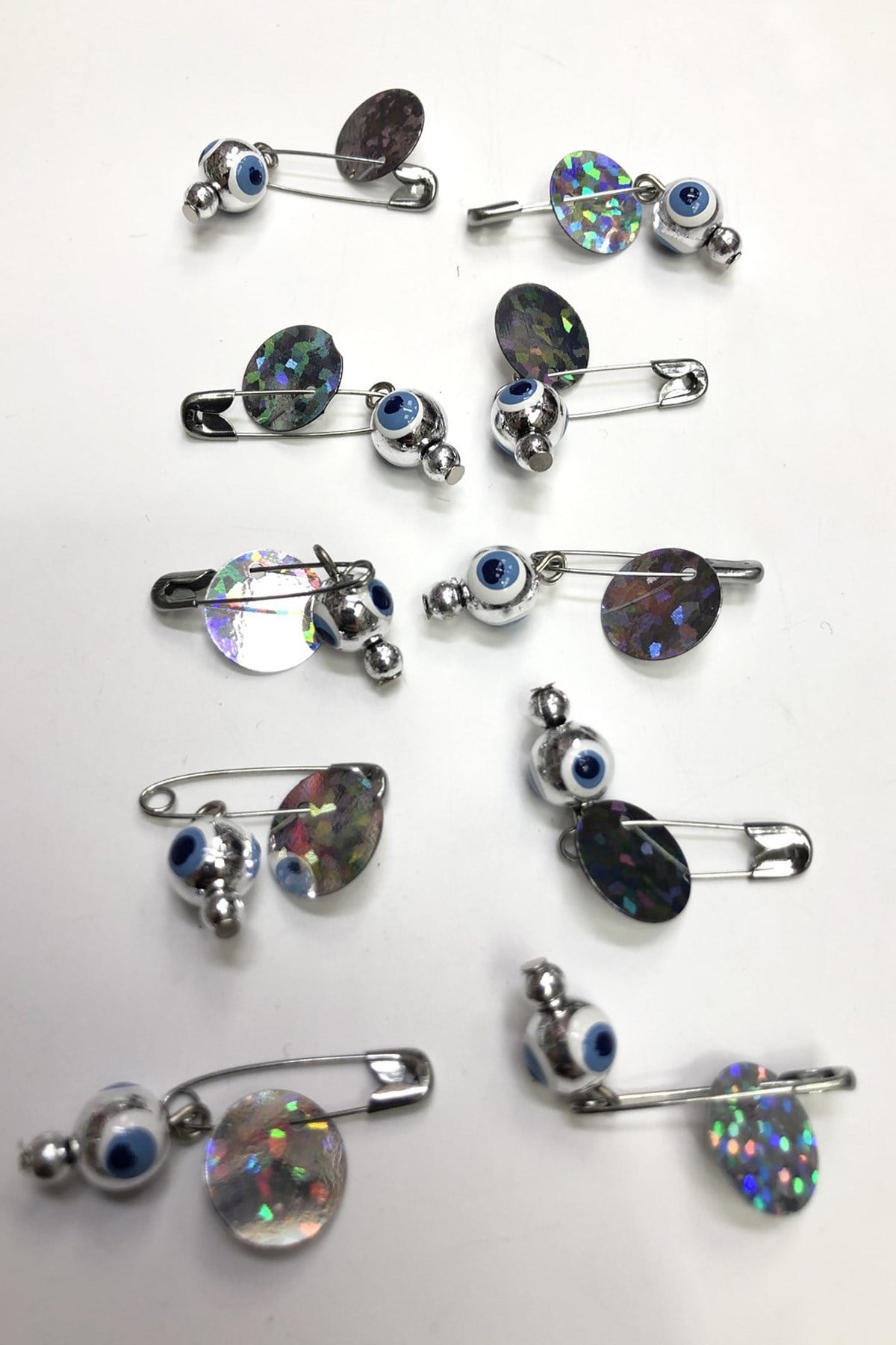 Silver Scale Hook and Pin Evil Eye Beads