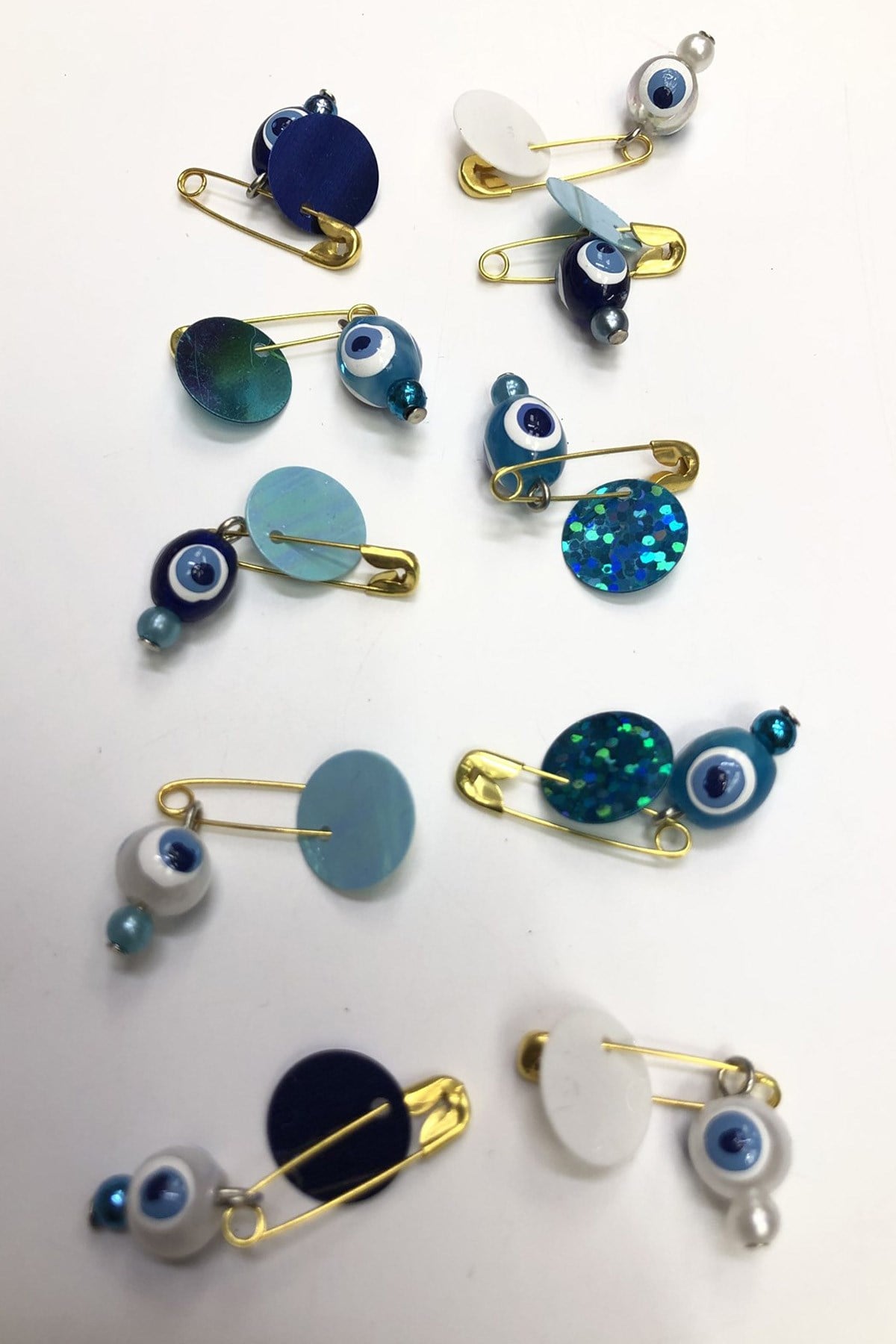 Blue Colored Hook and Pin Evil Eye Beads