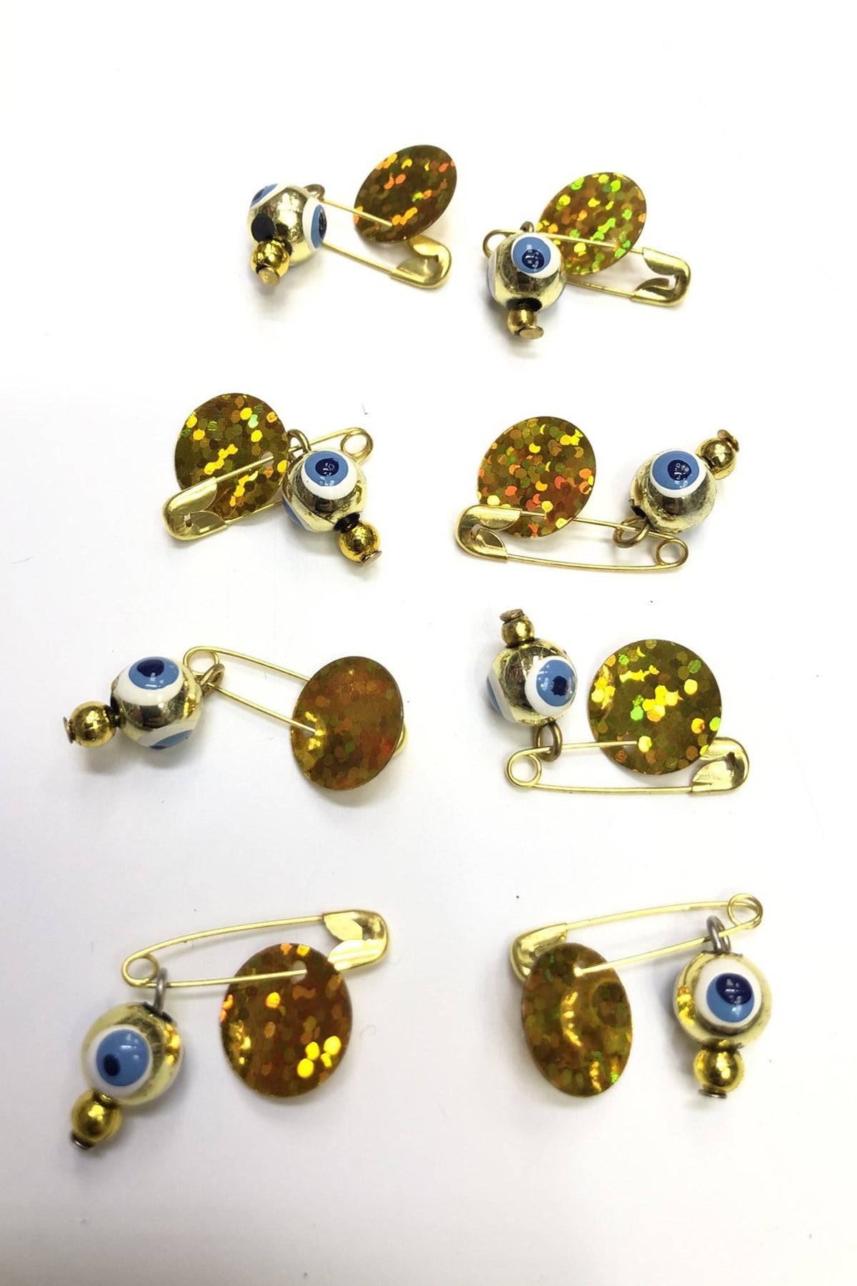Gold Scale Hook and Pin Evil Eye Beads
