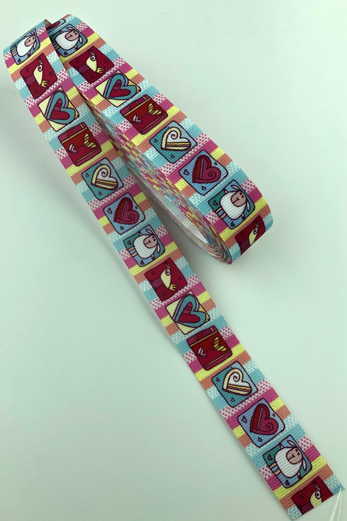 Framed Heart Printed Grosgrain Ribbon 10 Mt
