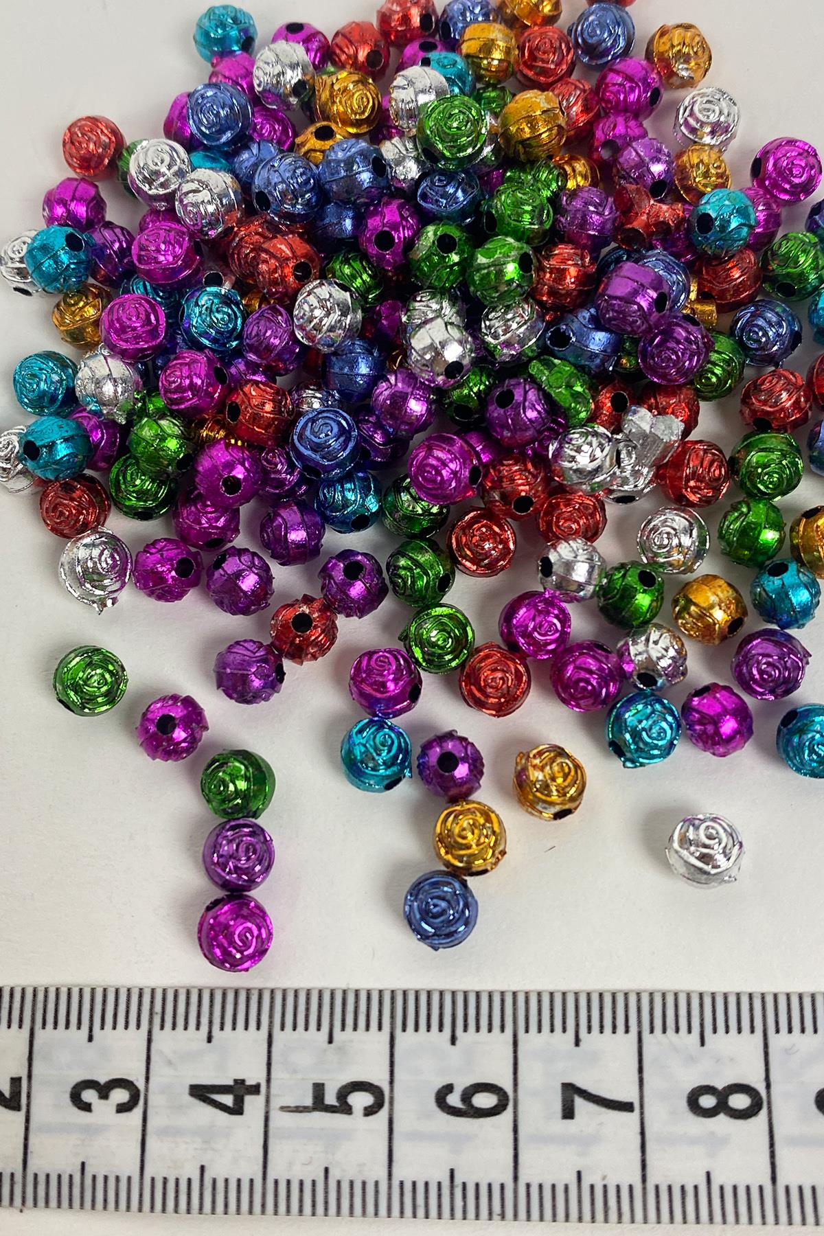 Flower Patterned Colorful Beads 25 gr