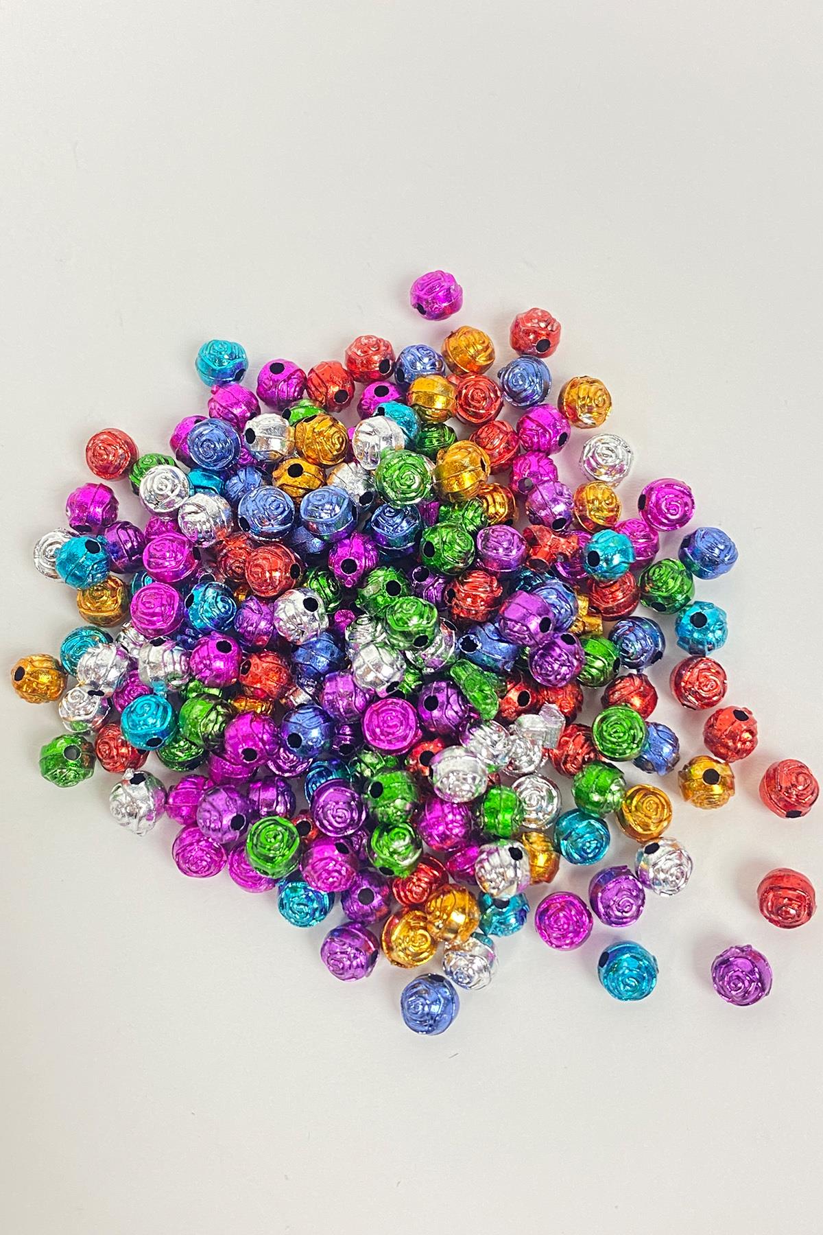 Flower Patterned Colorful Beads 25 gr