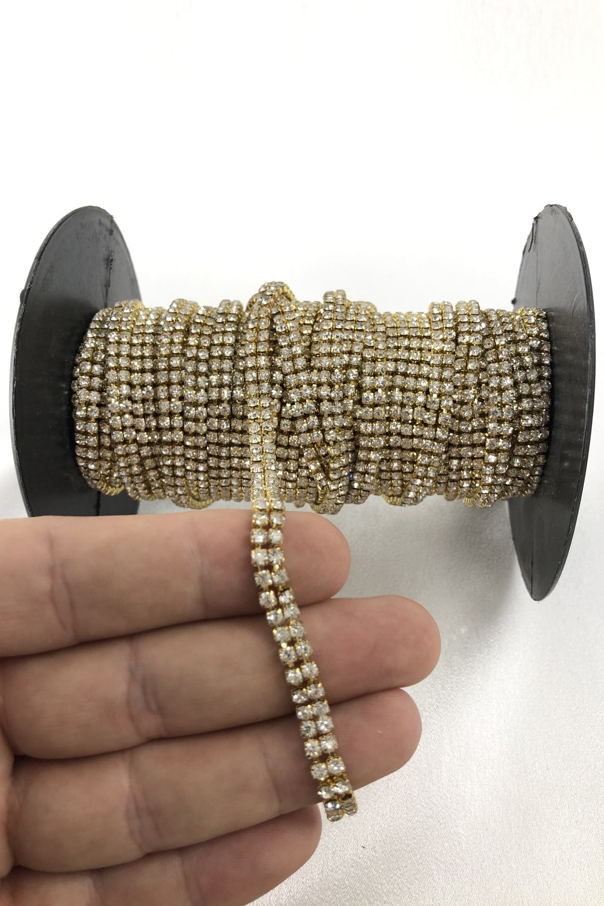 Double Row Sliver Stone Yellow Color