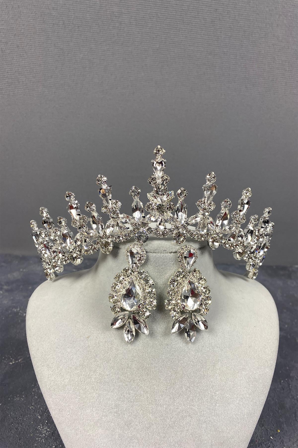 Cooker Bridal Crown And Stud Earrings Set