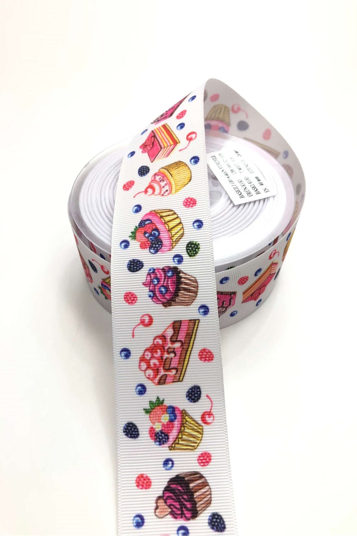 Cup Cake Patterned Grosgrain Ribbon 4 cm 1 m