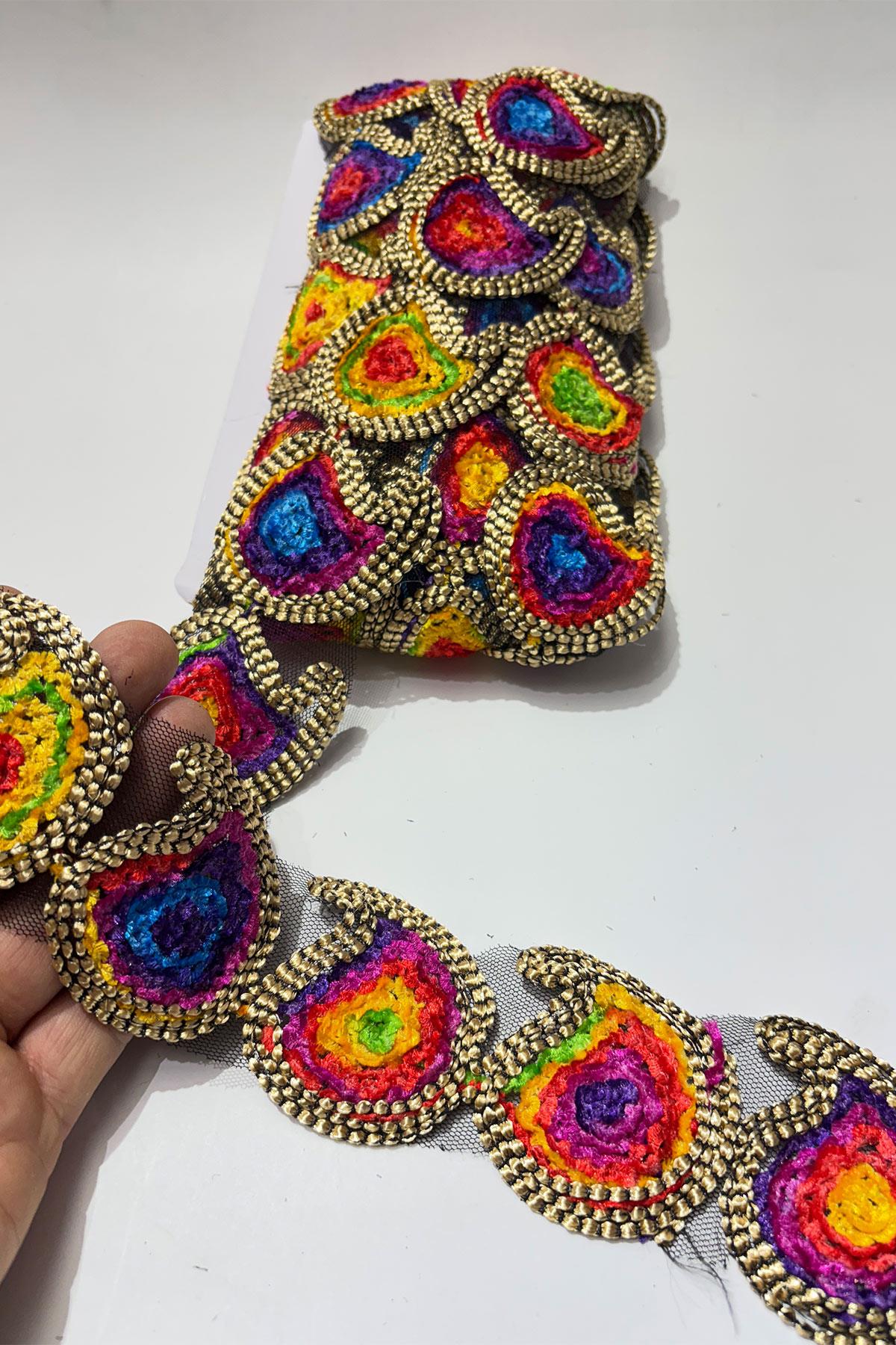 Damla Desenli Antik Şerit Güpür