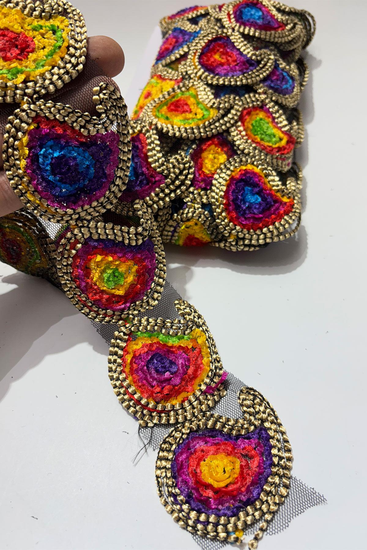 Damla Desenli Antik Şerit Güpür