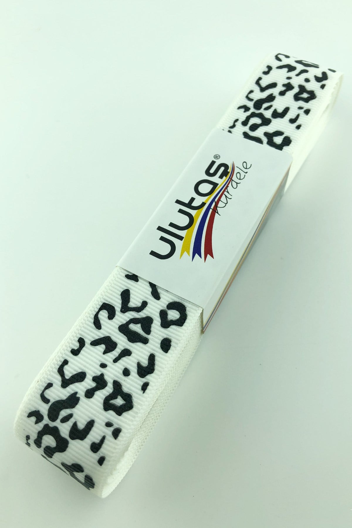 Cowhide Pattern White Printed Grosgrain Ribbon 2.5 cm