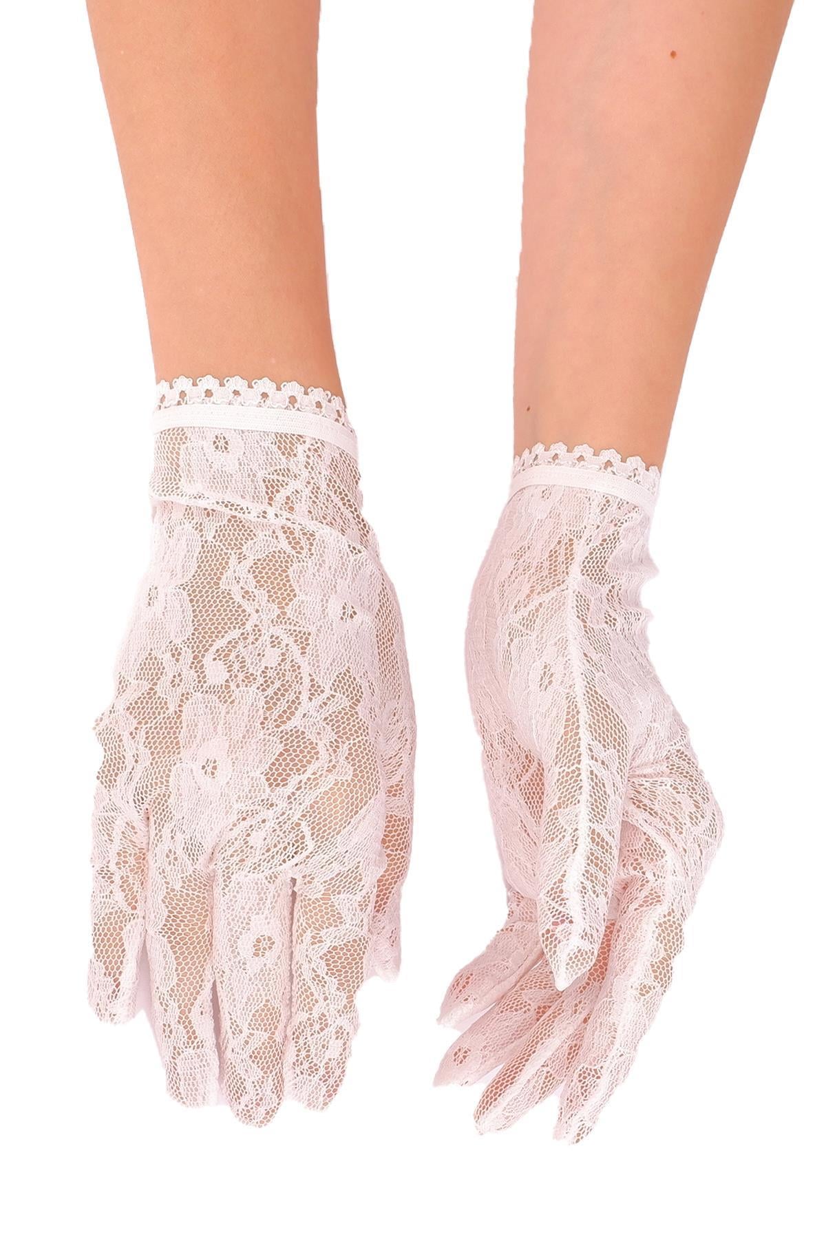 Toptan Dantelli Bilek Boy Gelin Eldiveni