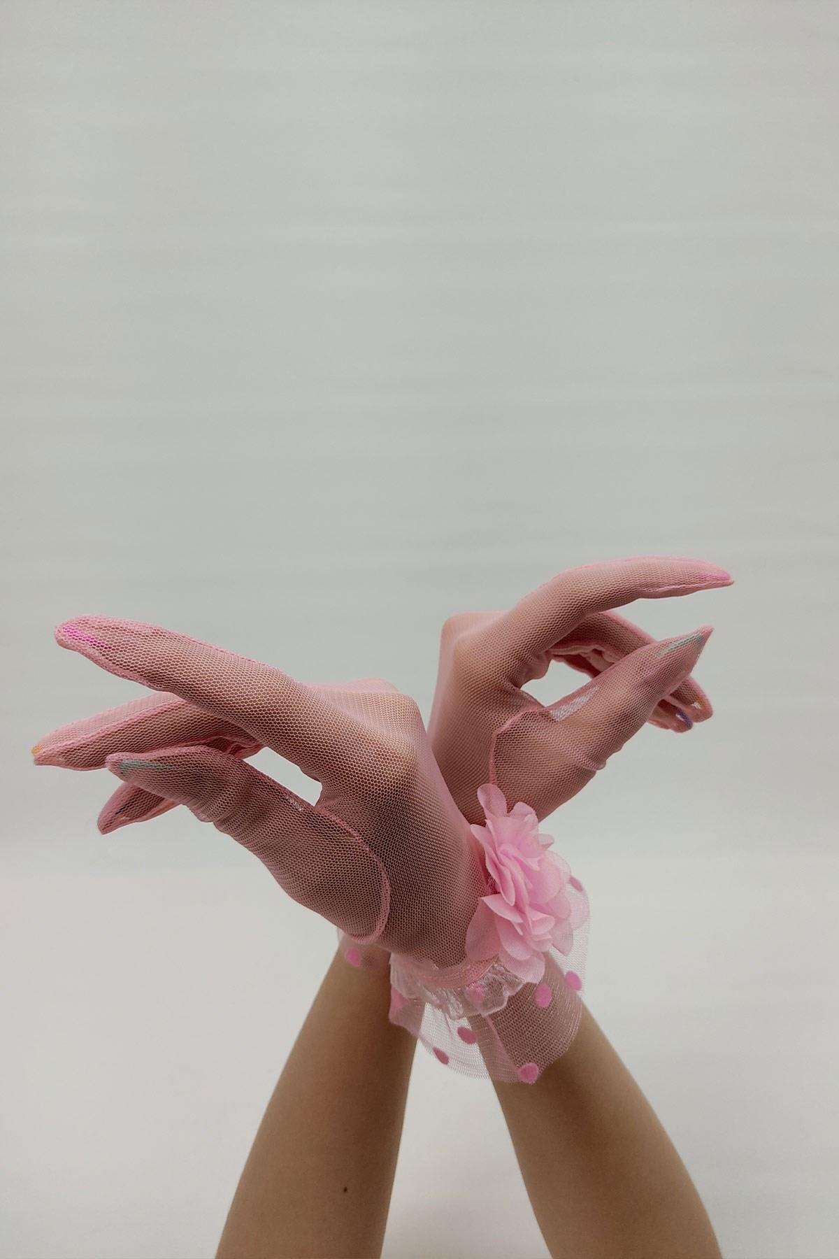 Wholesale Lacy Floral Patterned Bridal Gloves