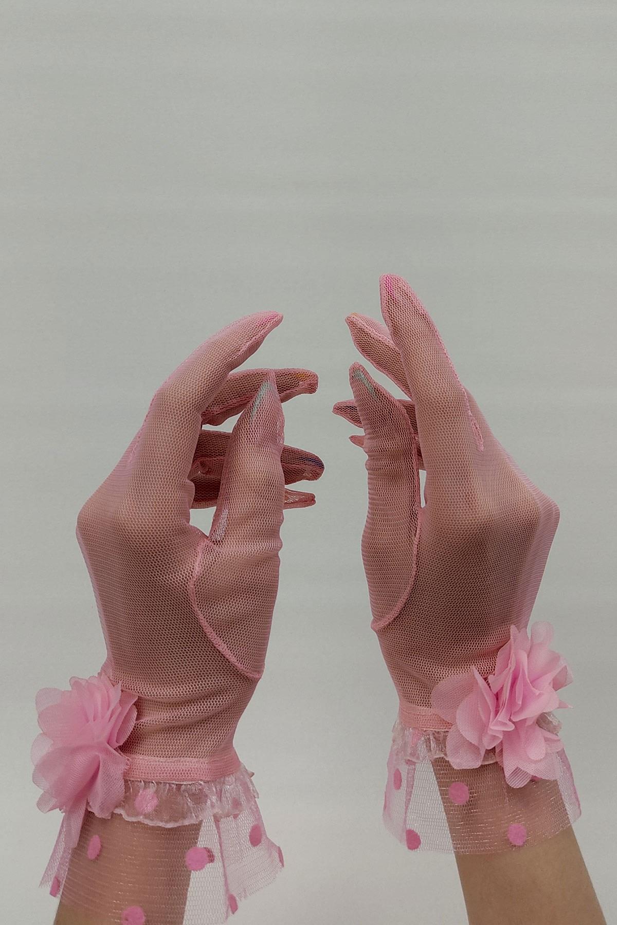 Wholesale Lacy Floral Patterned Bridal Gloves
