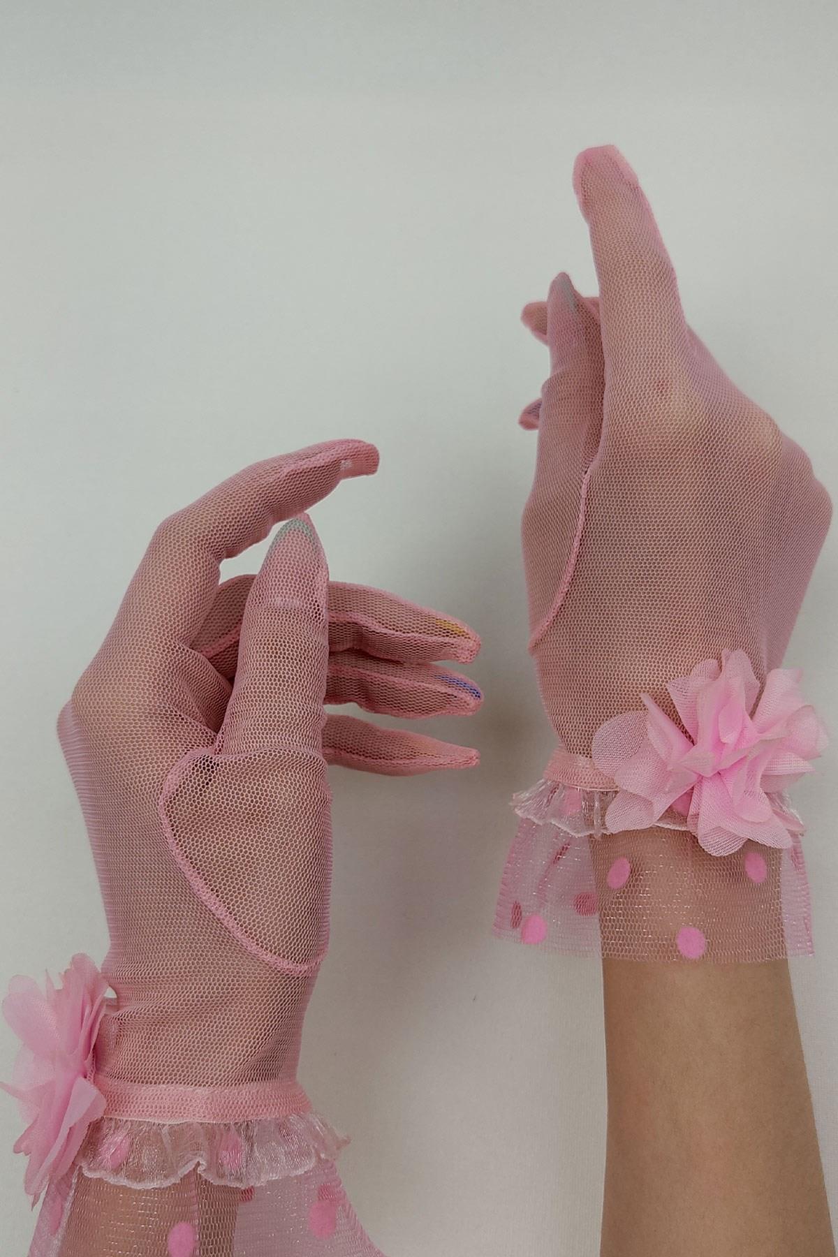 Wholesale Lacy Floral Patterned Bridal Gloves