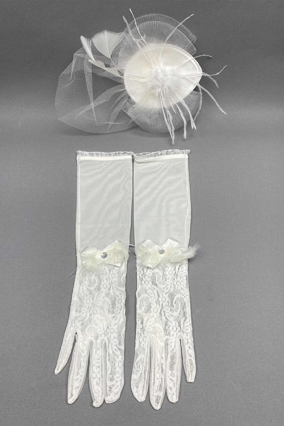 Dantelli Gelin Eldiveni ve Nikah Şapkası