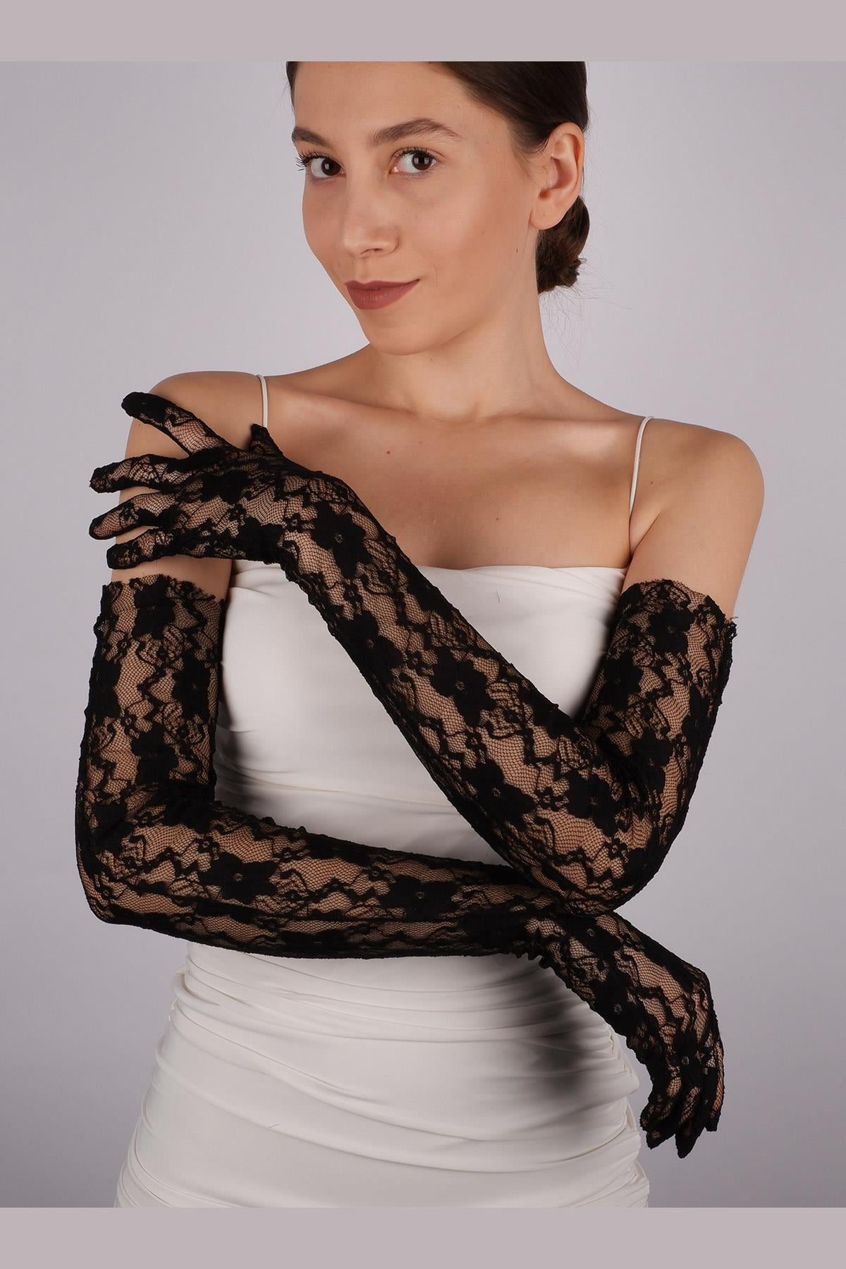 Dantelli Pazu Boy Uzun Gelin Eldiveni Parti Ve Dans Eldiveni