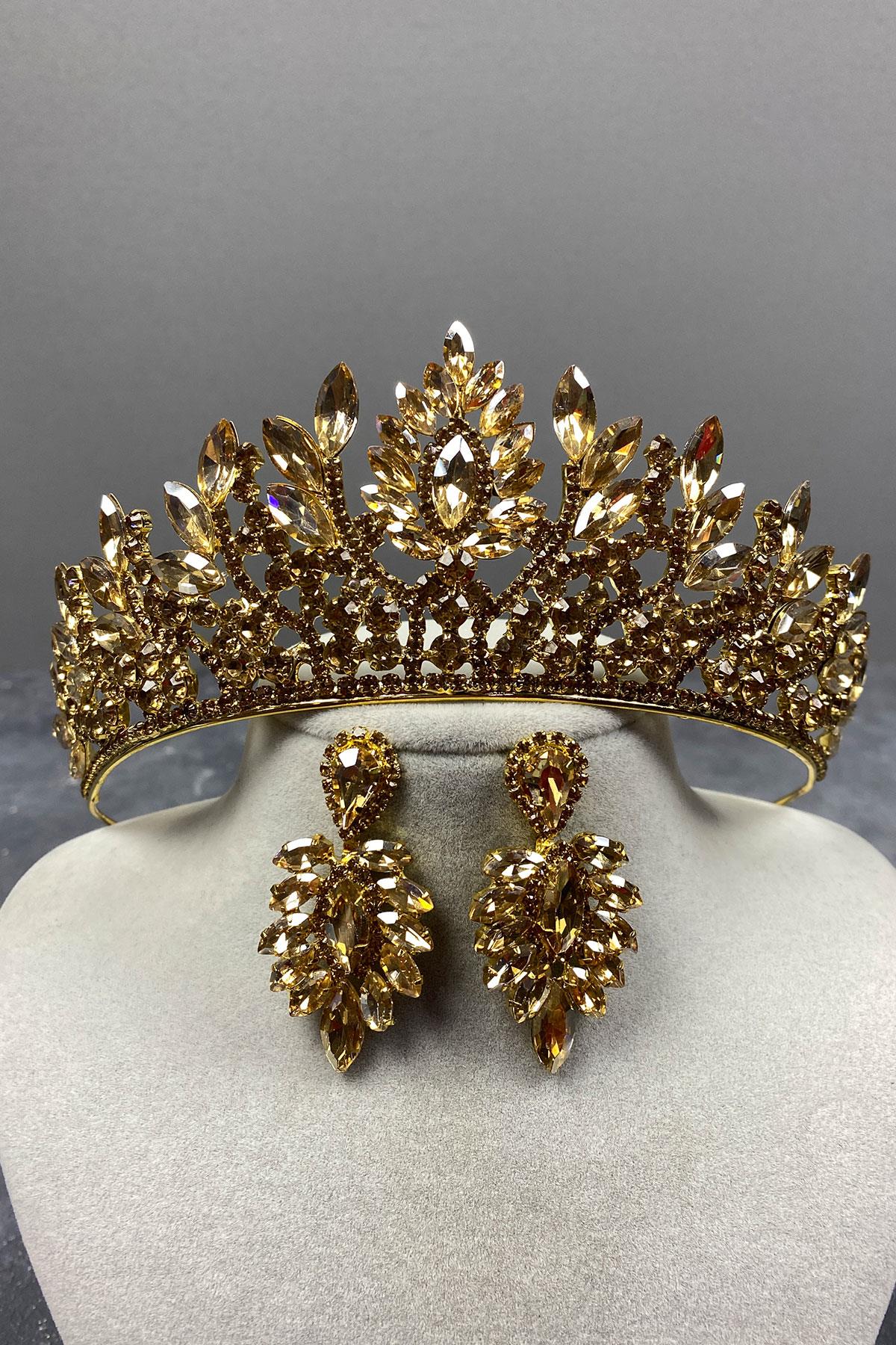 Danver Stone Bridal Henna Crown And Earring Set