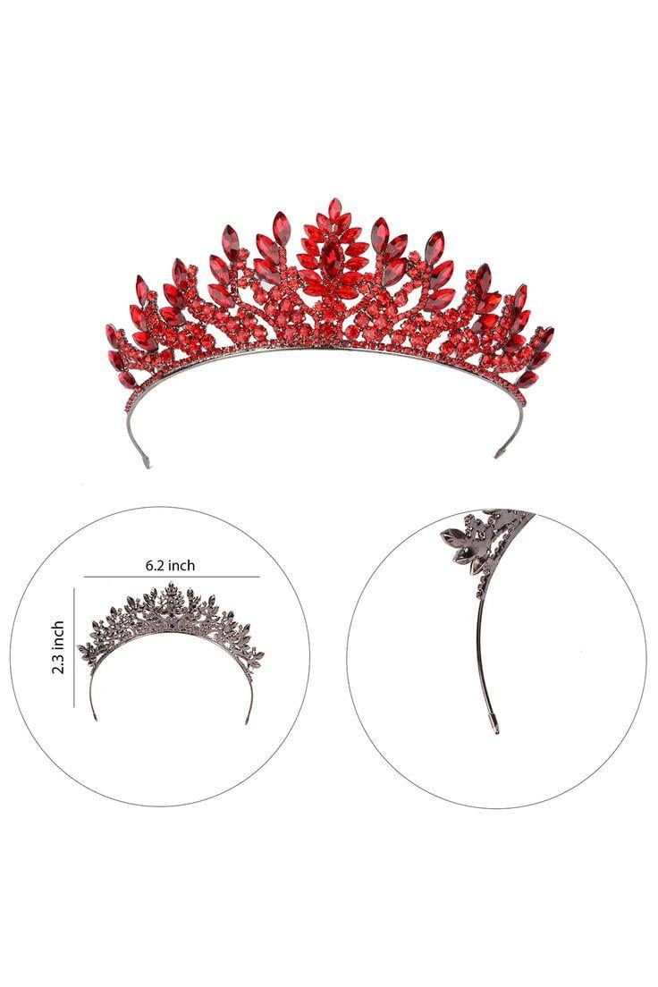 Denver Crystal Queen Tiara Bridal Henna Night Crown Red