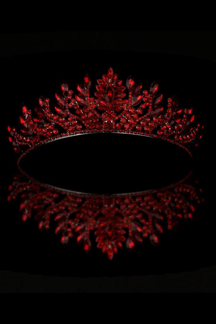 Denver Crystal Queen Tiara Bridal Henna Night Crown Red