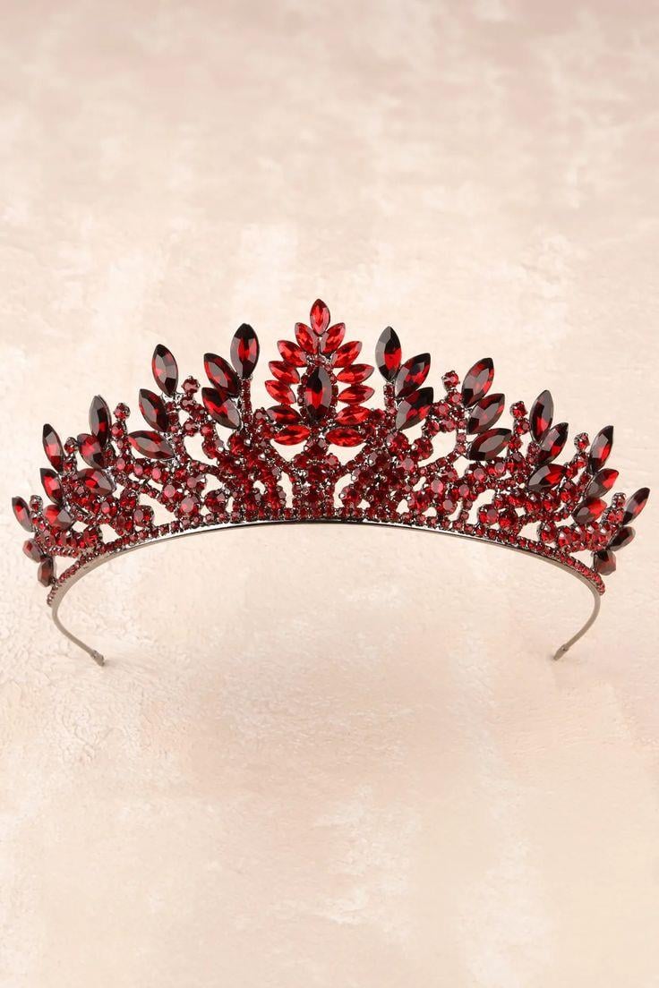 Denver Crystal Queen Tiara Bridal Henna Night Tiara Burgundy